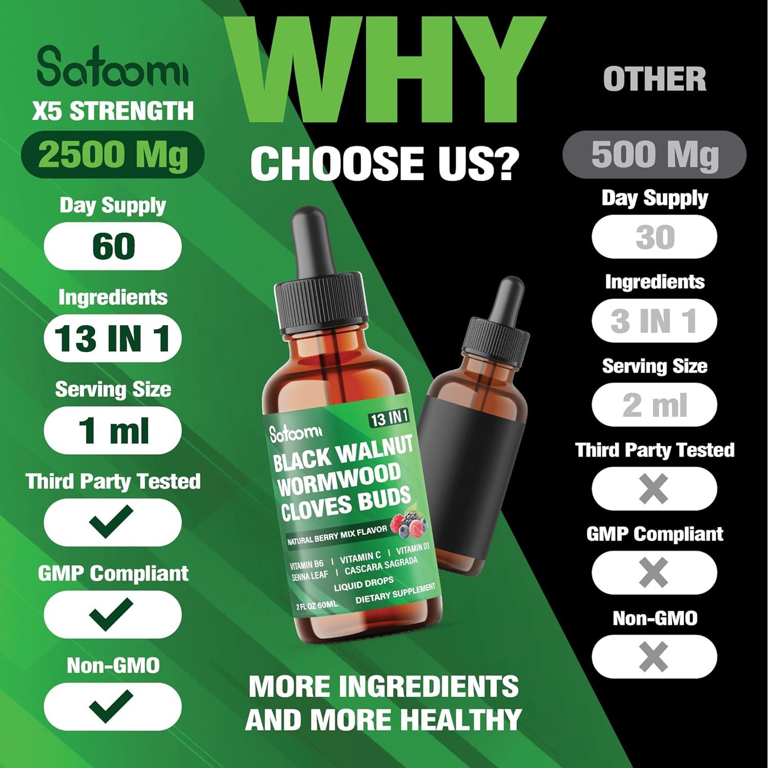 Gotas Líquidas de Nogal Negro Satoomi 59ml - 13 Ingredientes