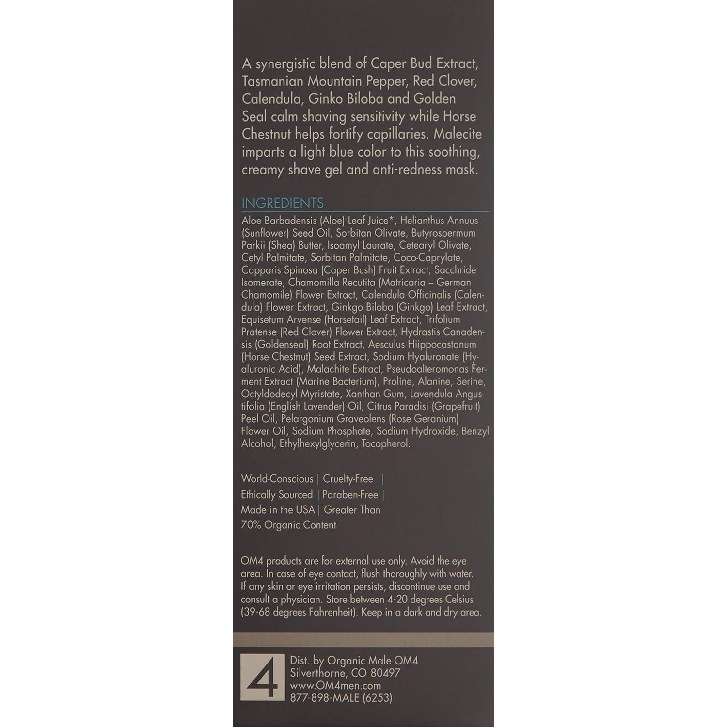 Máscara de Afeitado Calmante Organic Male 204g - Gel Hidratante