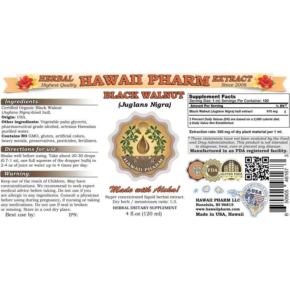 Extracto Líquido de Nogal Negro HawaiiPharm 2x60 ml