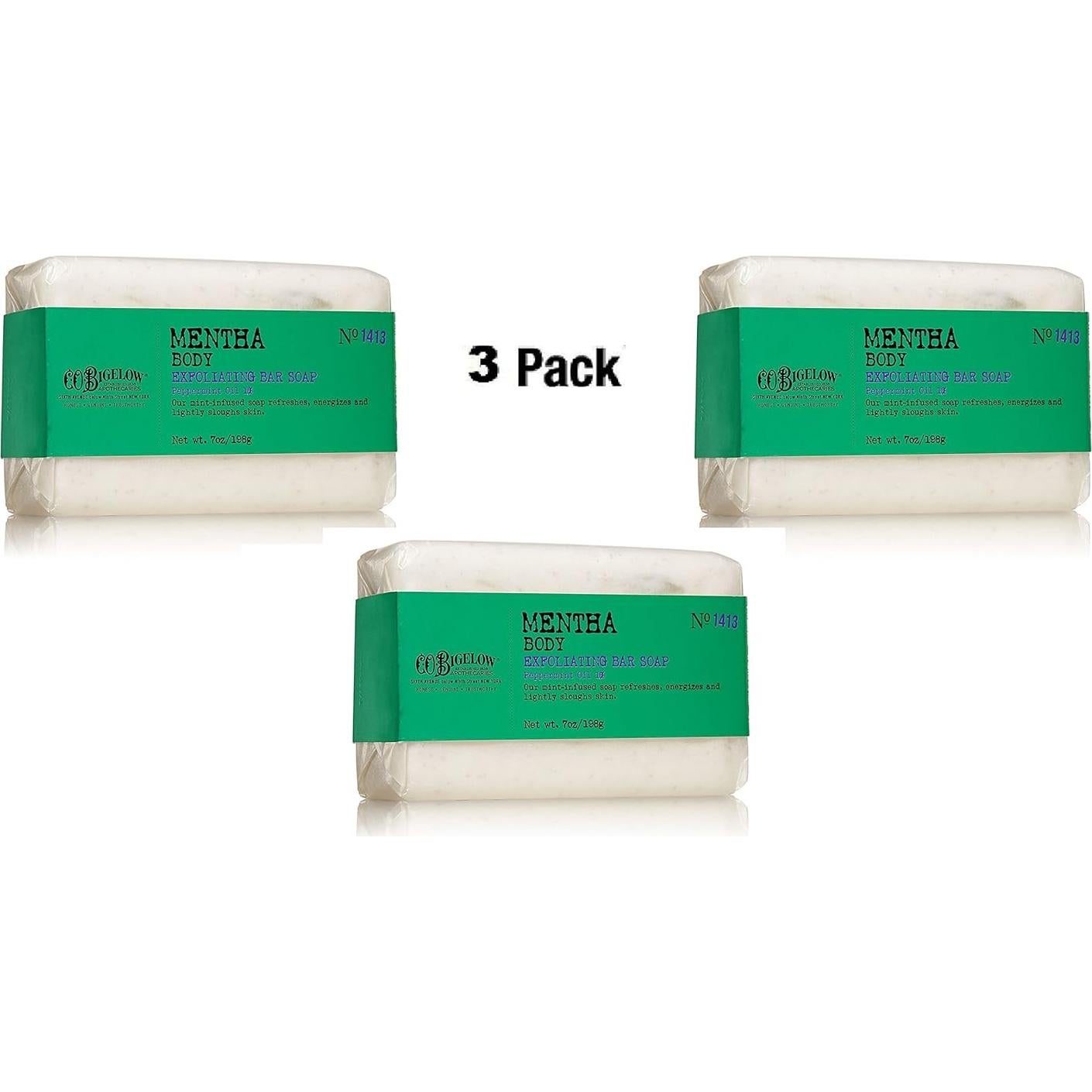 Lote de 3 Jabones Exfoliantes Mentha C.O. Bigelow 198 g
