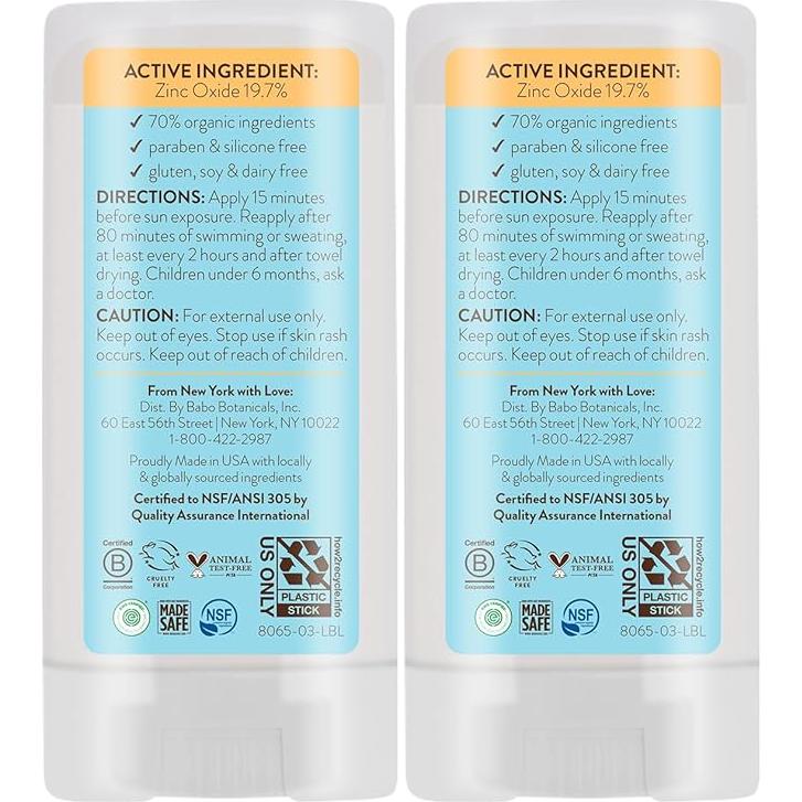 Protector Solar Mineral Babo Botanicals Stick SPF 50 Bebés