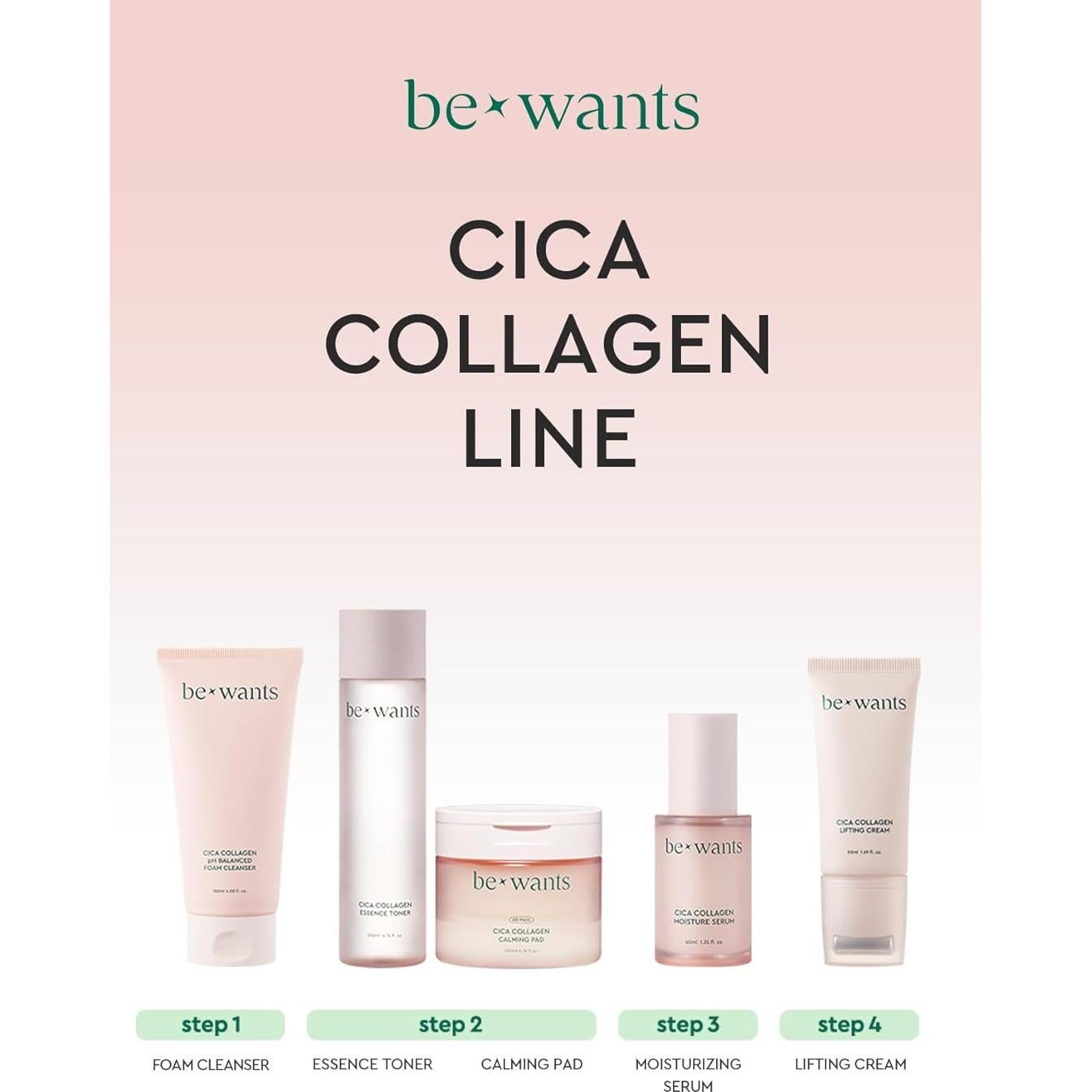 Pads Tónicos Faciales Bewants Cica Colágeno 60 Unidades