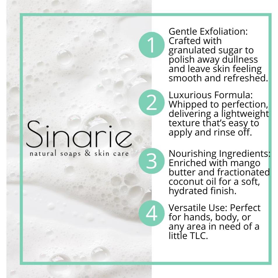 Exfoliante Espumoso de Azúcar Sinarie 227 g - Manteca de Mango y Coco