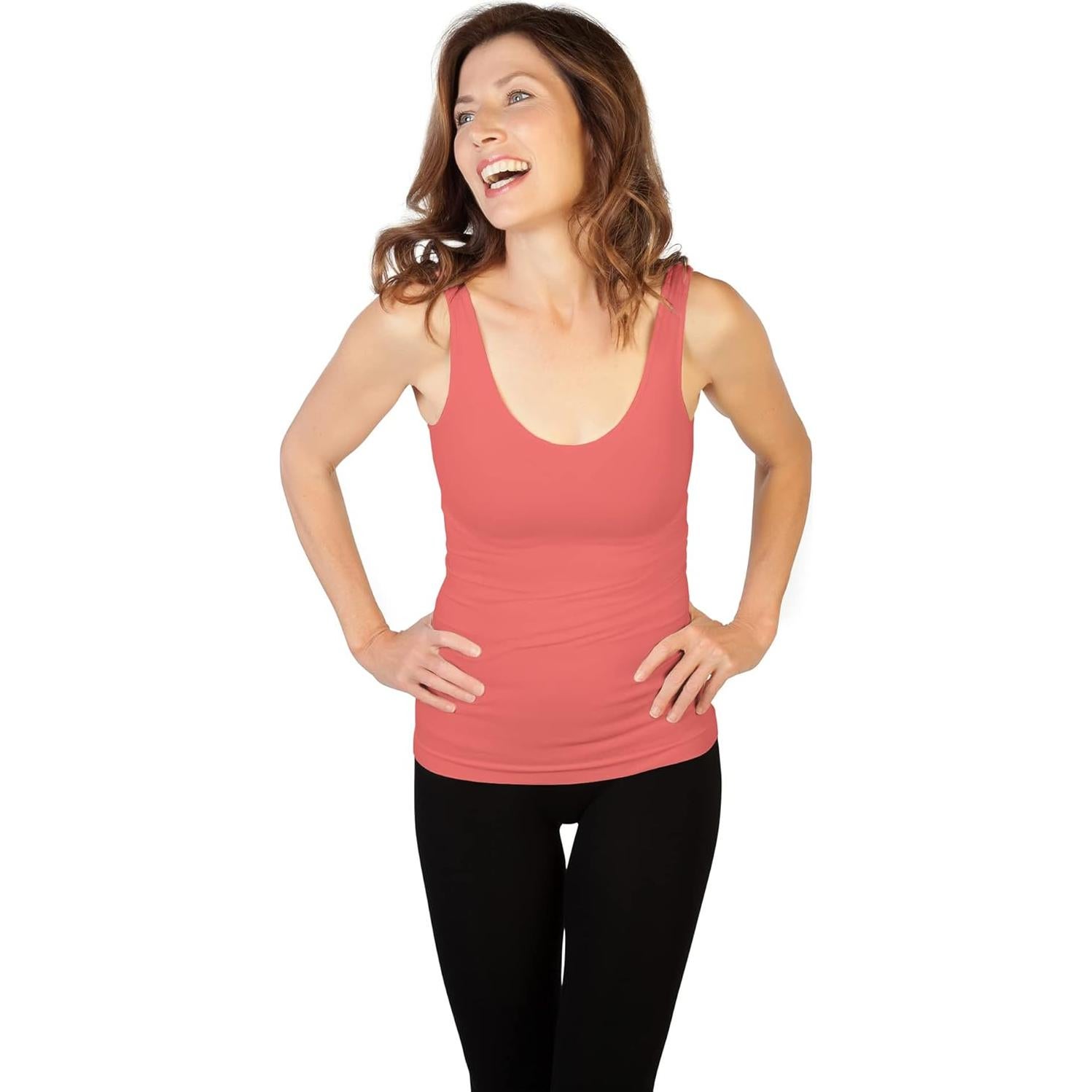 Camiseta sin mangas básica para mujer SkinnyTees - Talla Única Melón