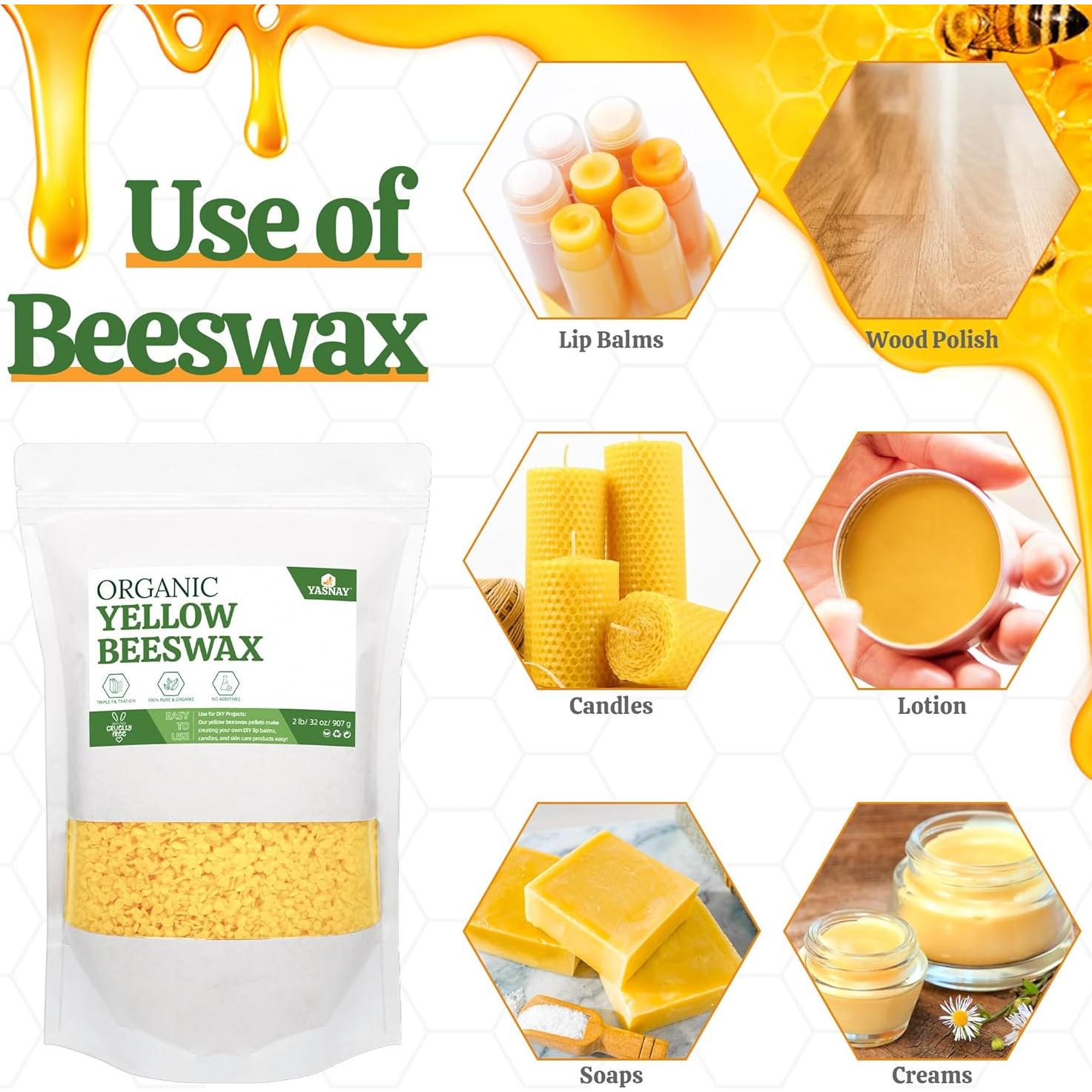 Pellets de Cera de Abeja Orgánica YASNAY 0.90 kg para DIY