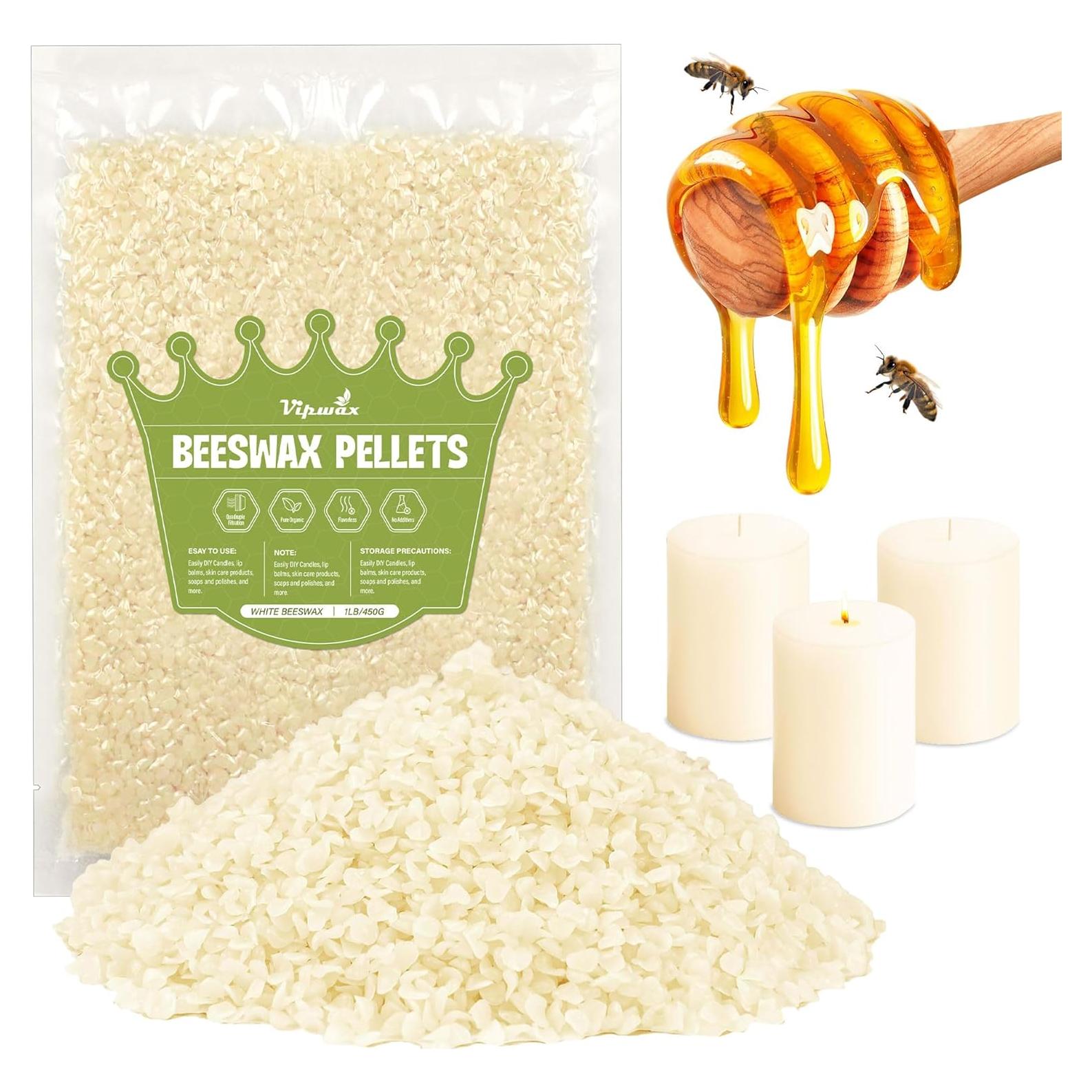 Pellets de Cera de Abeja Blanca VIPwax 447g Orgánica para Velas