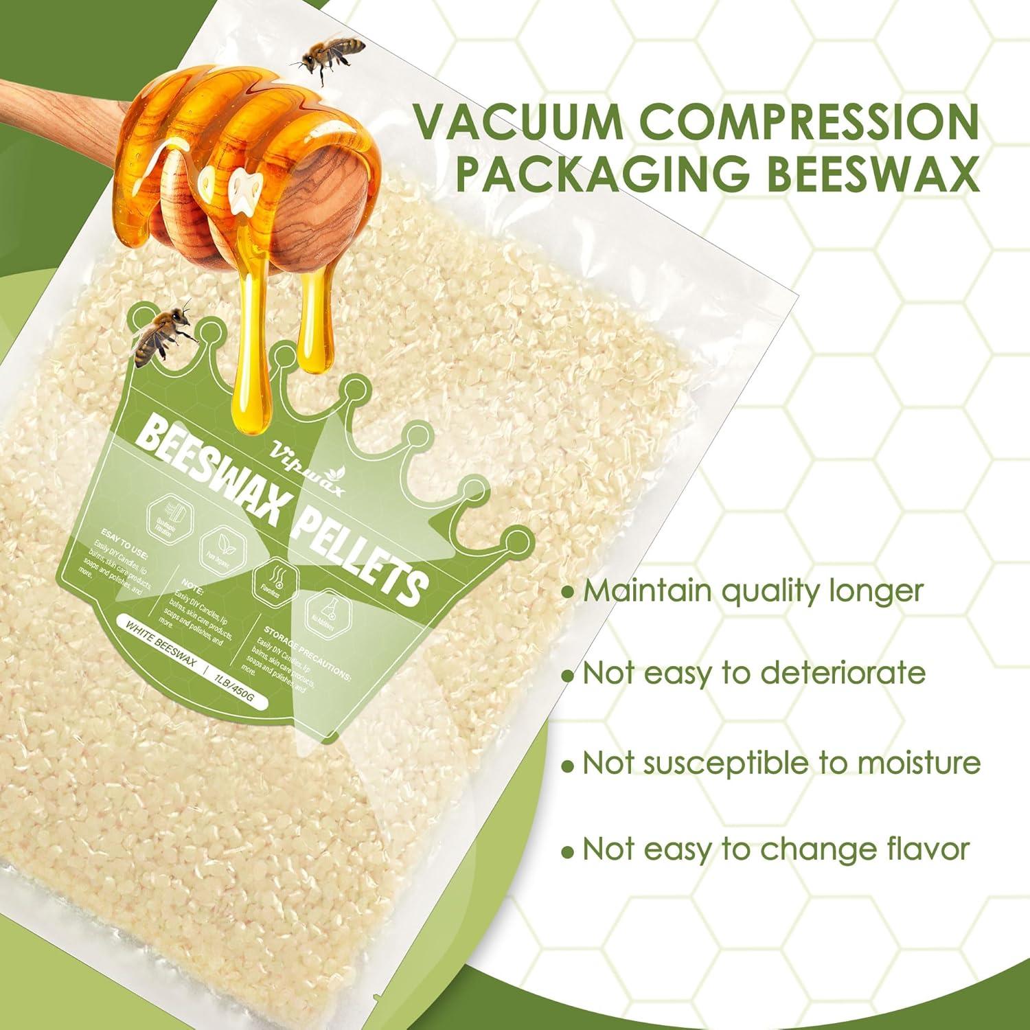 Pellets de Cera de Abeja Blanca VIPwax 447g Orgánica para Velas