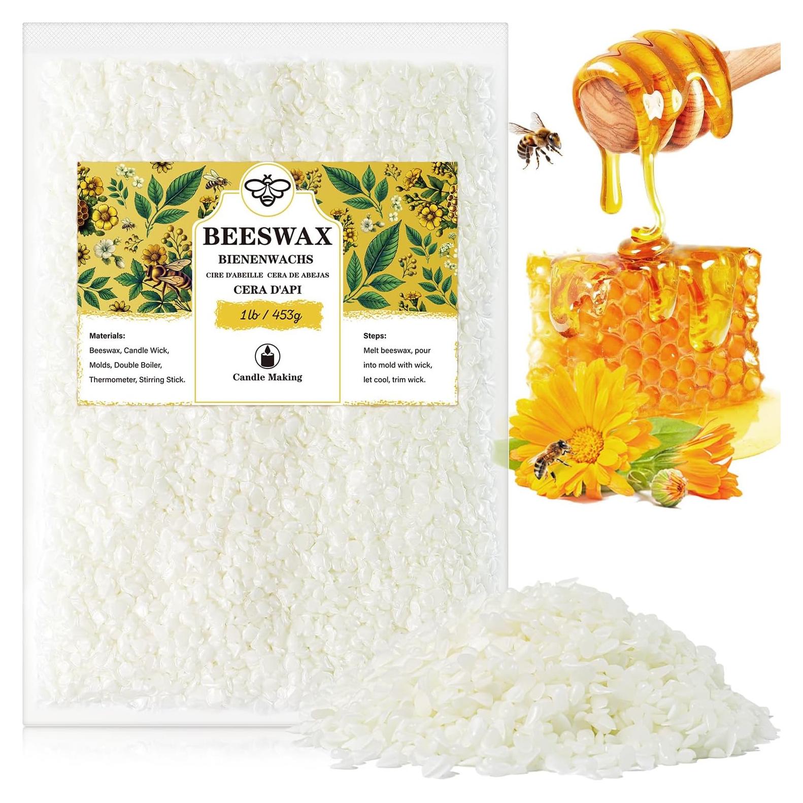 Pellets de Cera de Abejas VEGISHINE 448g Blanca para Velas y Cuidado de Piel