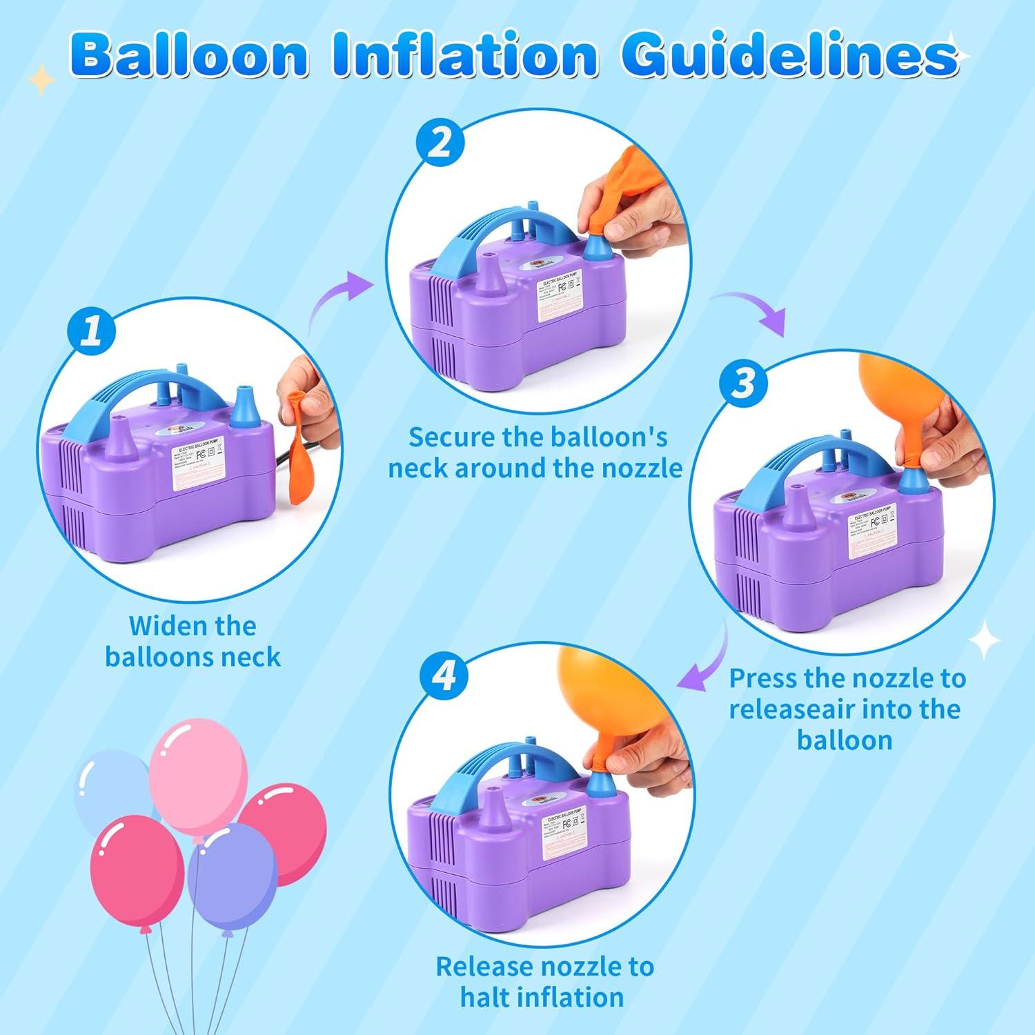 Bomba de globo eléctrica portátil NuLink 600W con boquilla dual
