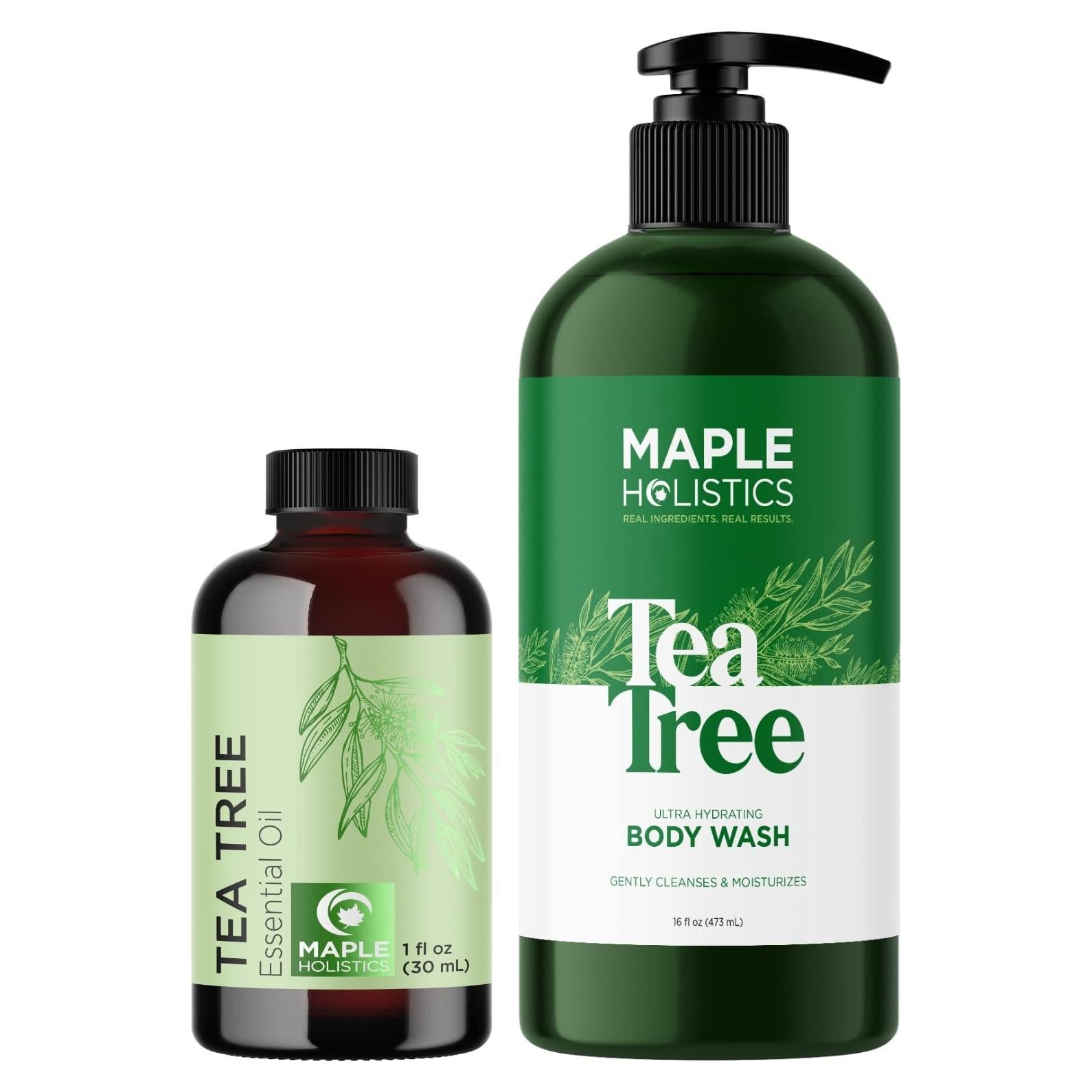 Set de Aceite de Árbol de Té Puro y Gel de Ducha Refrescante