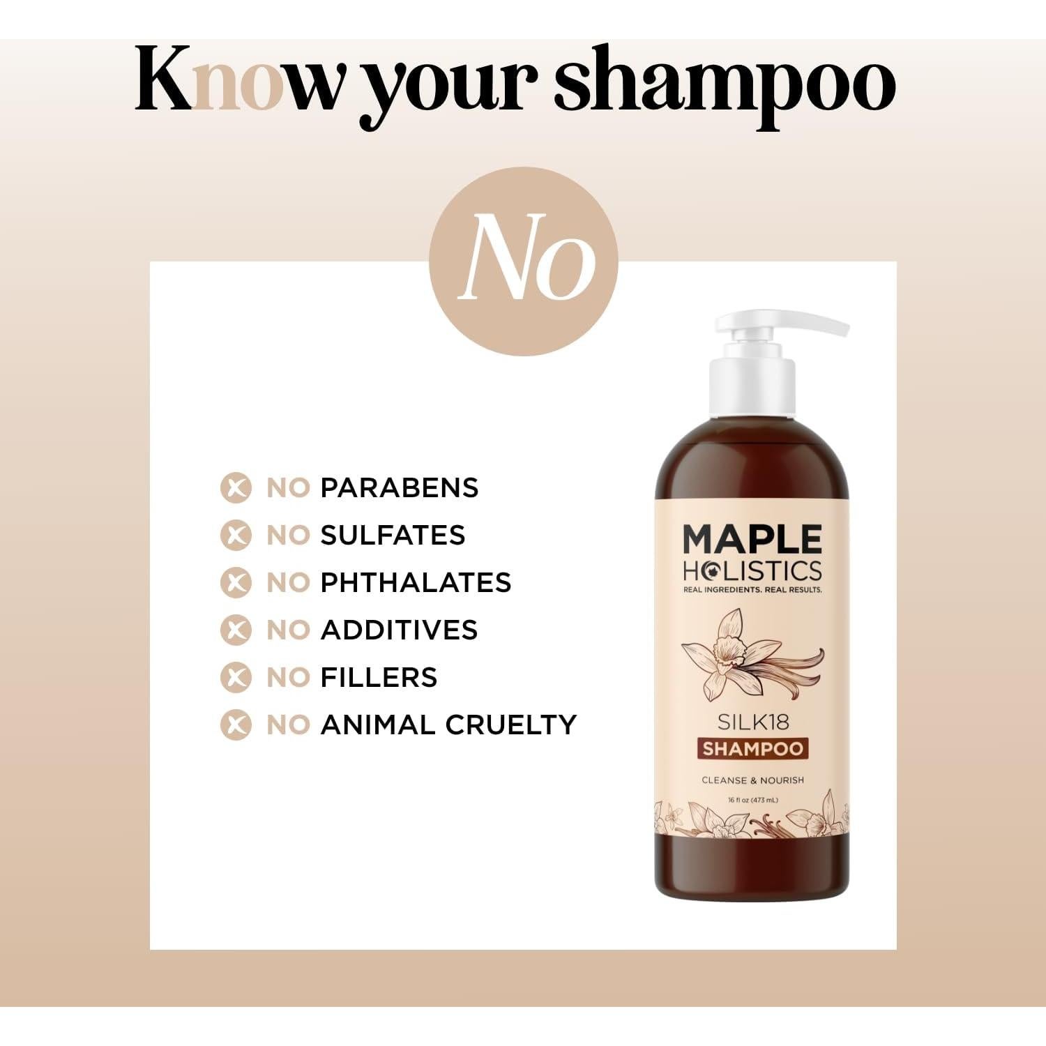 Champú Hidratante Maple Holistics 473ml Sin Sulfatos Vainilla