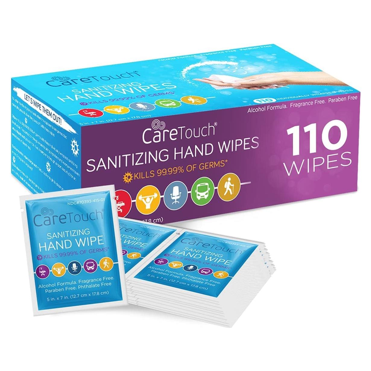 Toallitas Desinfectantes Care Touch - 110 Unidades - Sin Fragancia