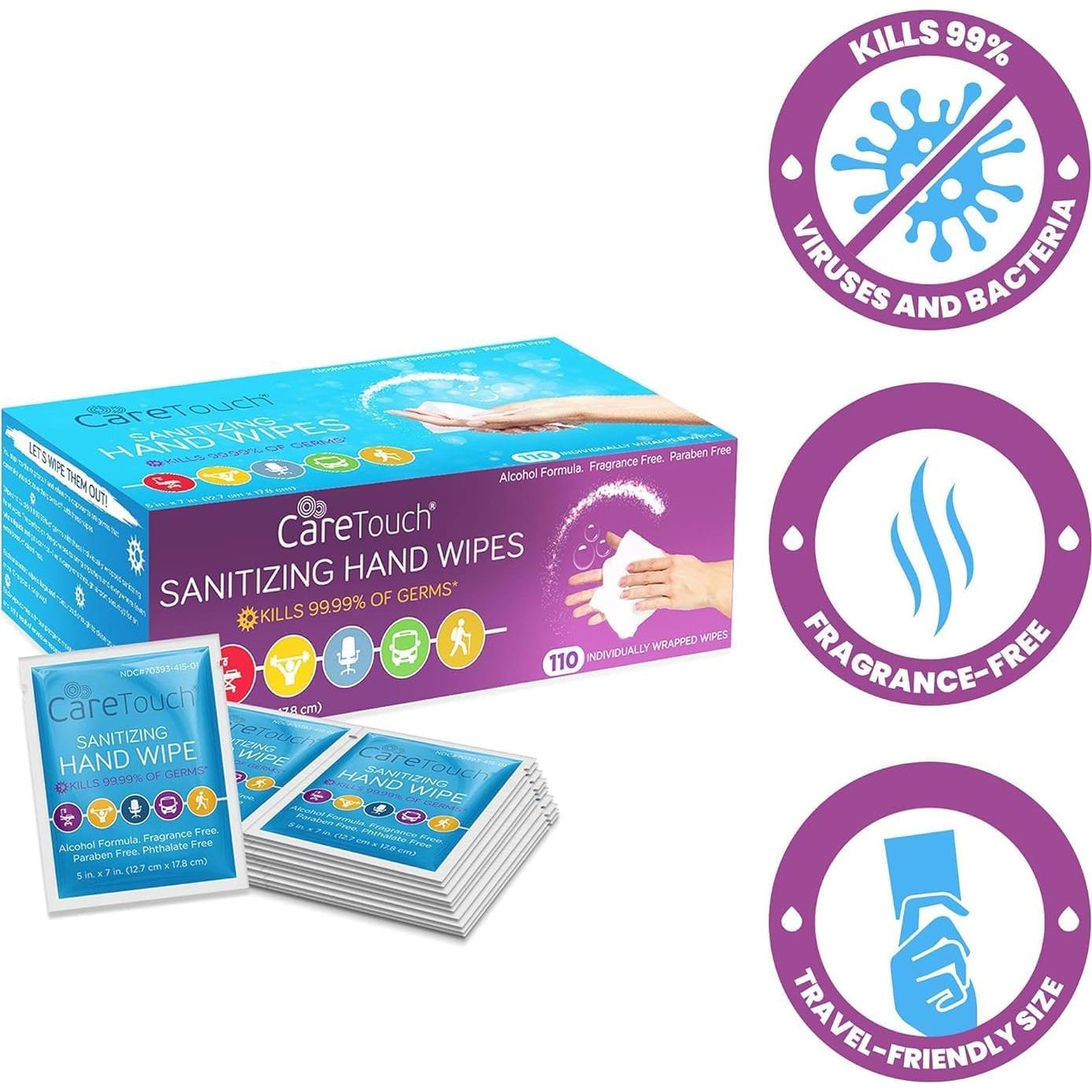 Toallitas Desinfectantes Care Touch - 110 Unidades - Sin Fragancia