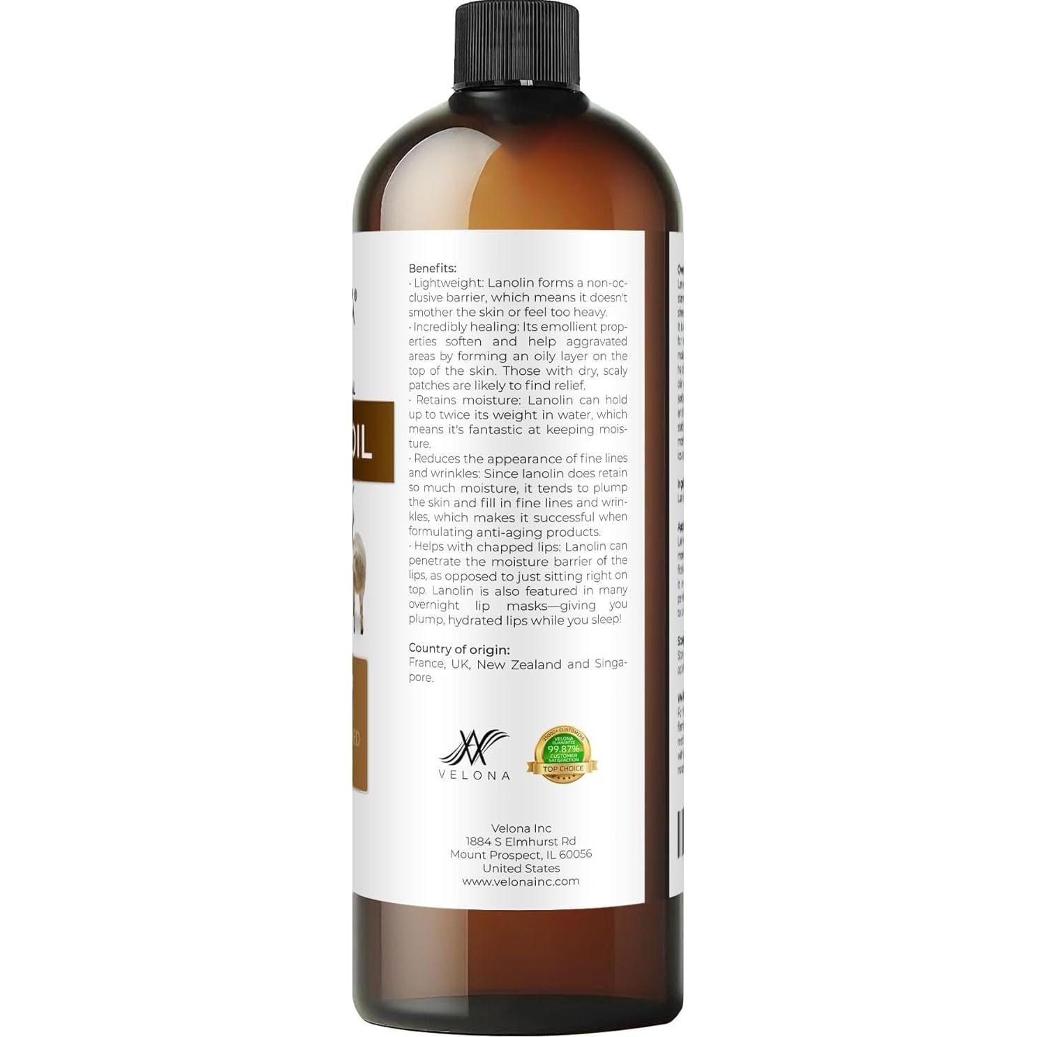 Aceite de Lanolina Velona 473 ml 100% Puro y Natural