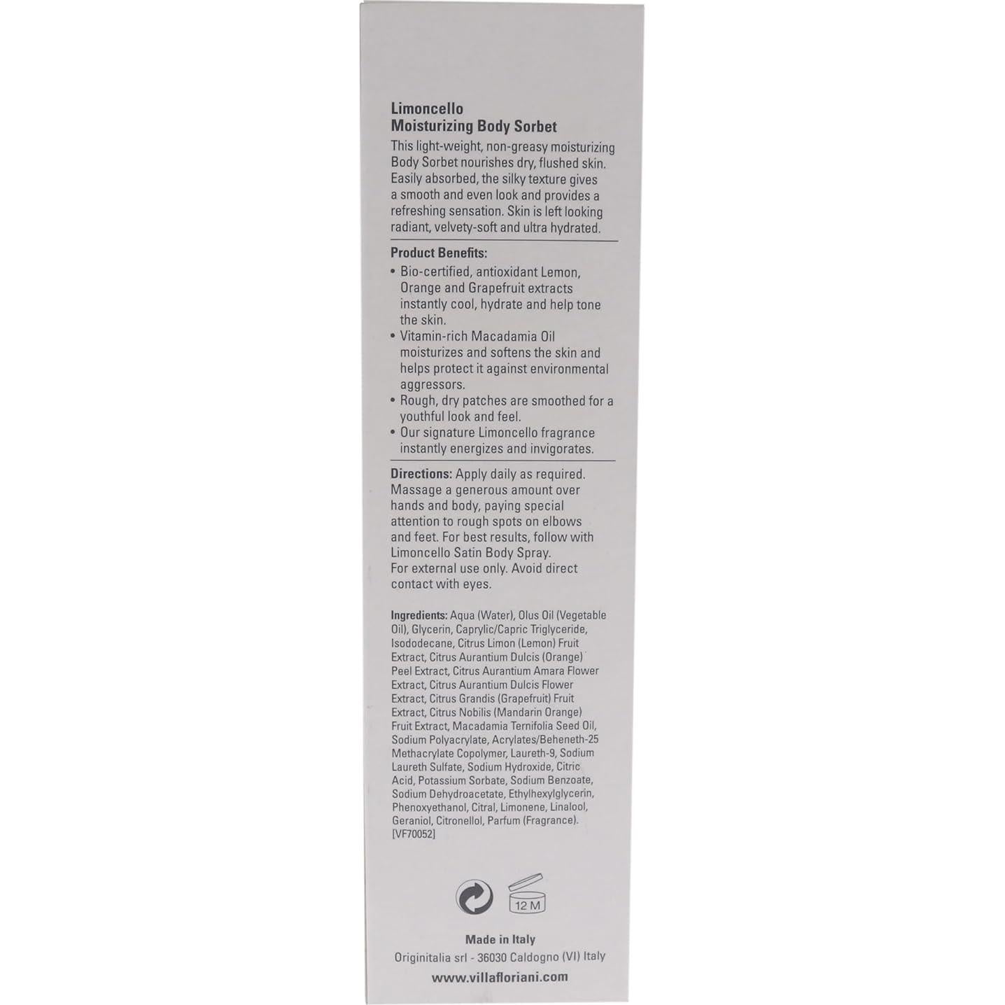 Sorbete Corporal Hidratante Villa Floriani Limoncello 240 ml