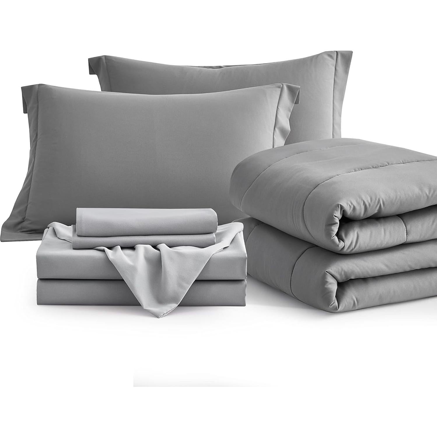 Conjunto Edredón Queen 7 Piezas Maple&Stone Gris Suave