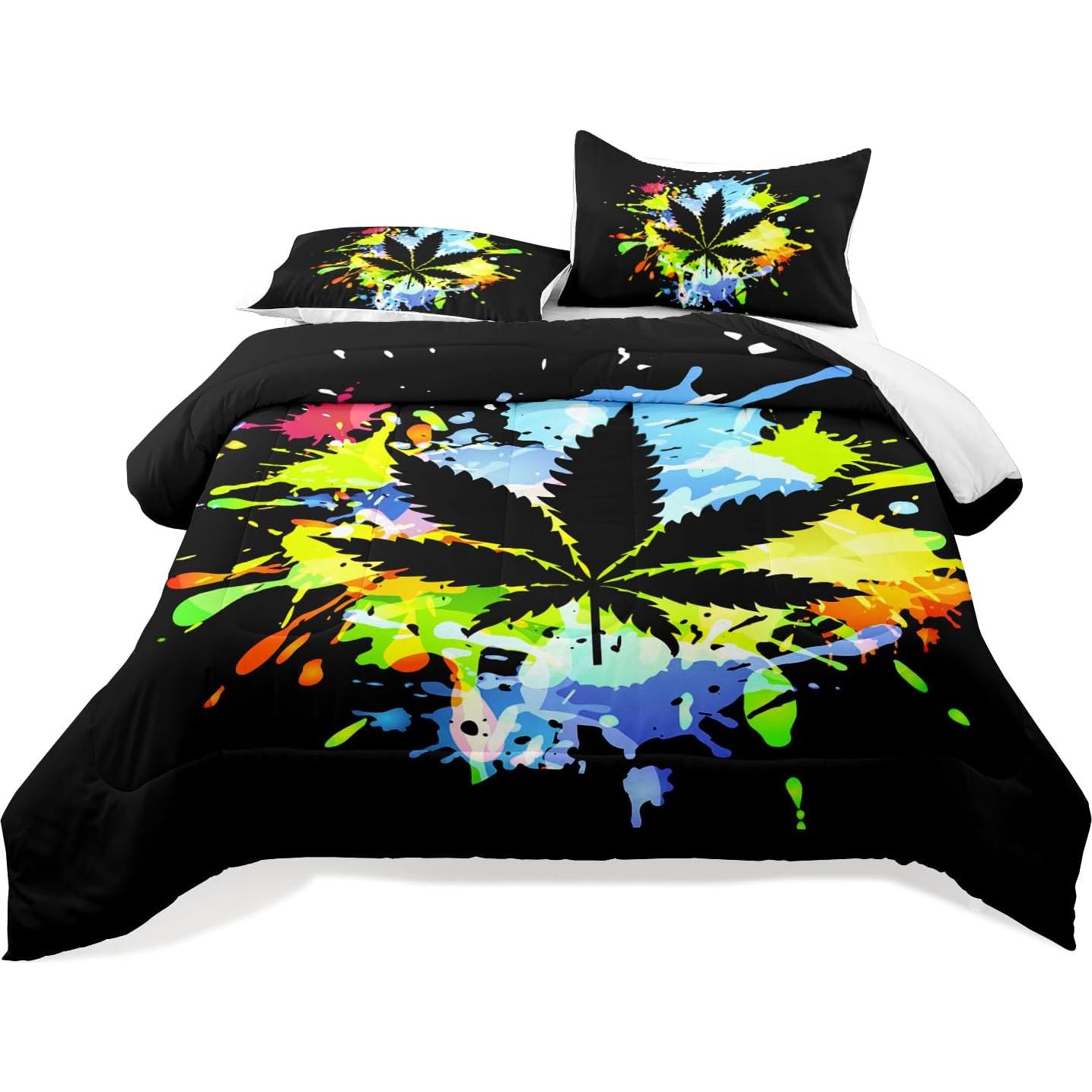 Juego de Edredón Queen Raphus cucullatus Hojas de Cáñamo