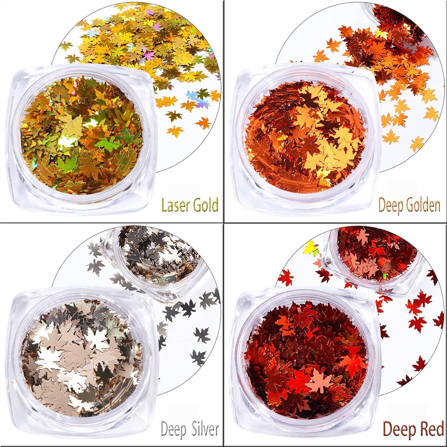 Purpurina para Uñas HANSAMU 4 Colores Otoño Hoja de Arce