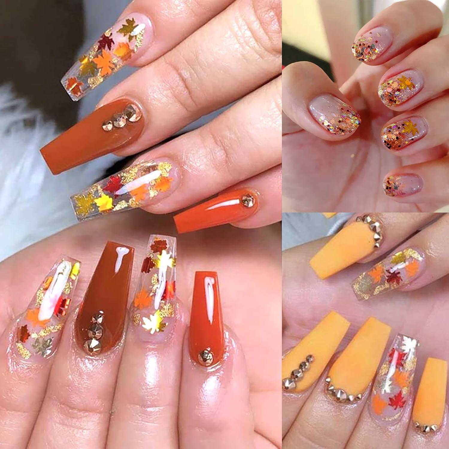 Purpurina para Uñas HANSAMU 4 Colores Otoño Hoja de Arce