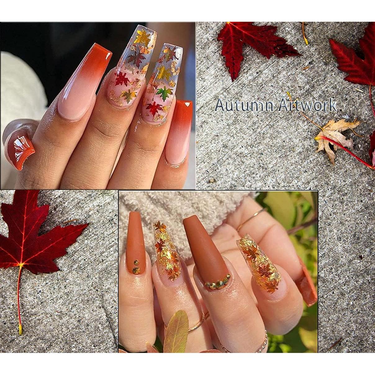 Purpurina para Uñas HANSAMU 4 Colores Otoño Hoja de Arce