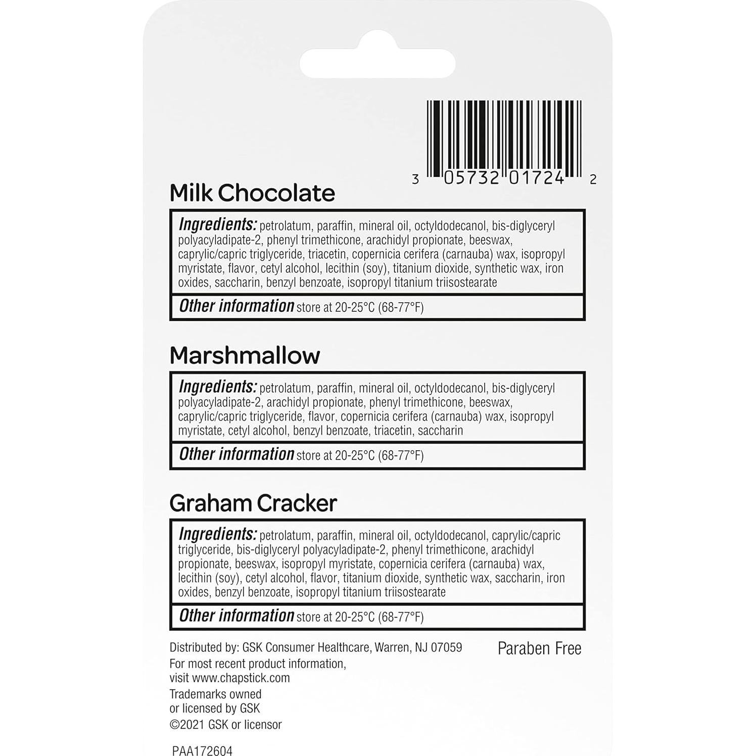 Paquete de 3 Bálamos Labiales ChapStick S'mores 4.25g