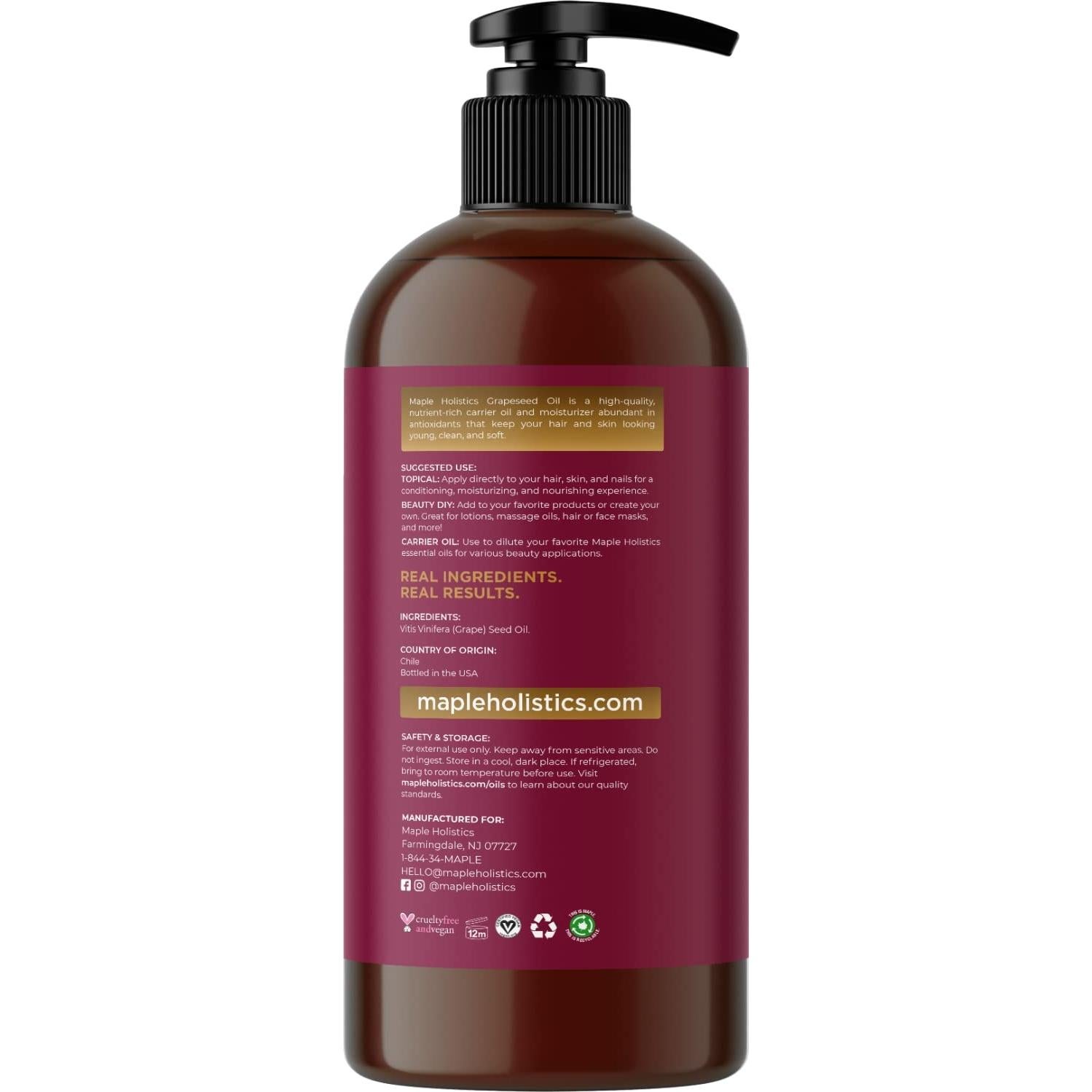 Aceite de Semilla de Uva y Jojoba Maple Holistics 100ml - Hidratante para Cabello y Piel