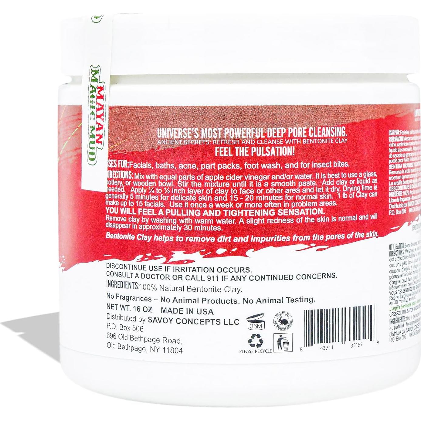 Barro Mágico Maya Arcilla Bentonita 453.6 g - Mascarilla Facial Natural