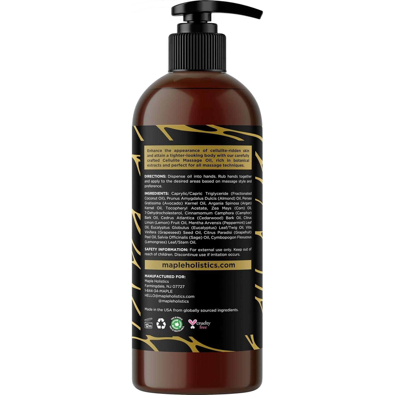 Crema Anticelulitis y Aceite de Masaje Maple Holistics 2 Pzas