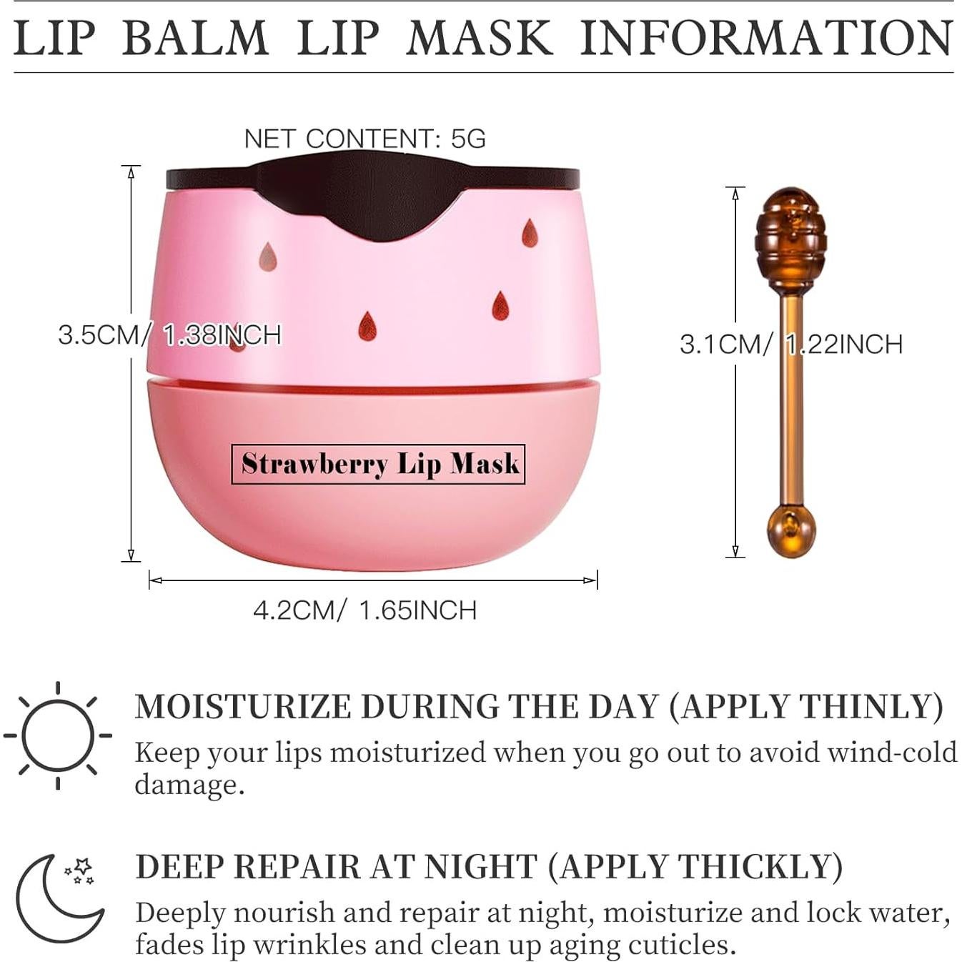 Bálsamo Labial Hidratante Miel y Fresa 2 PCS LSxia