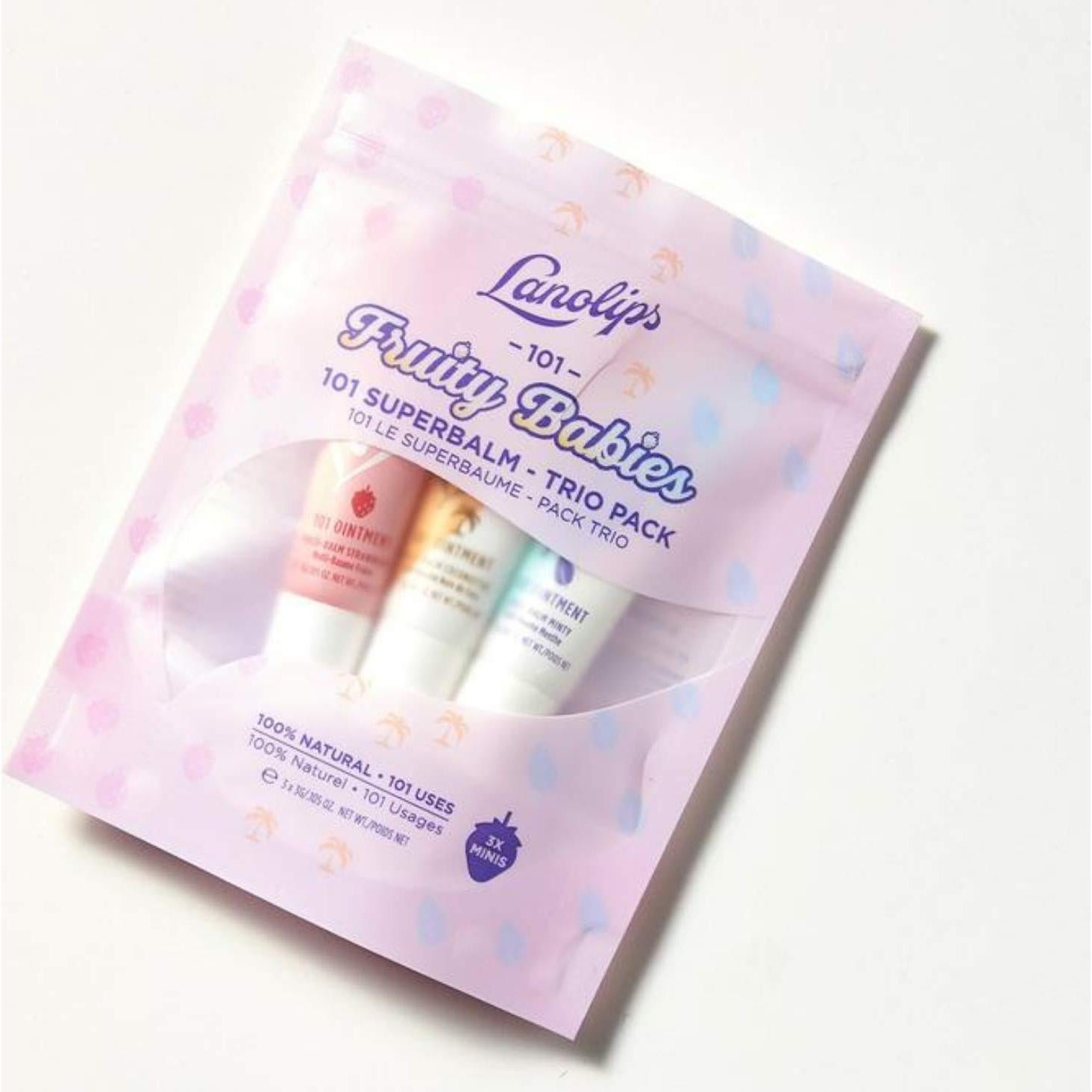 Lanolips Trio de Balsamos Frutales 3x3g - Fresa, Menta, Coco