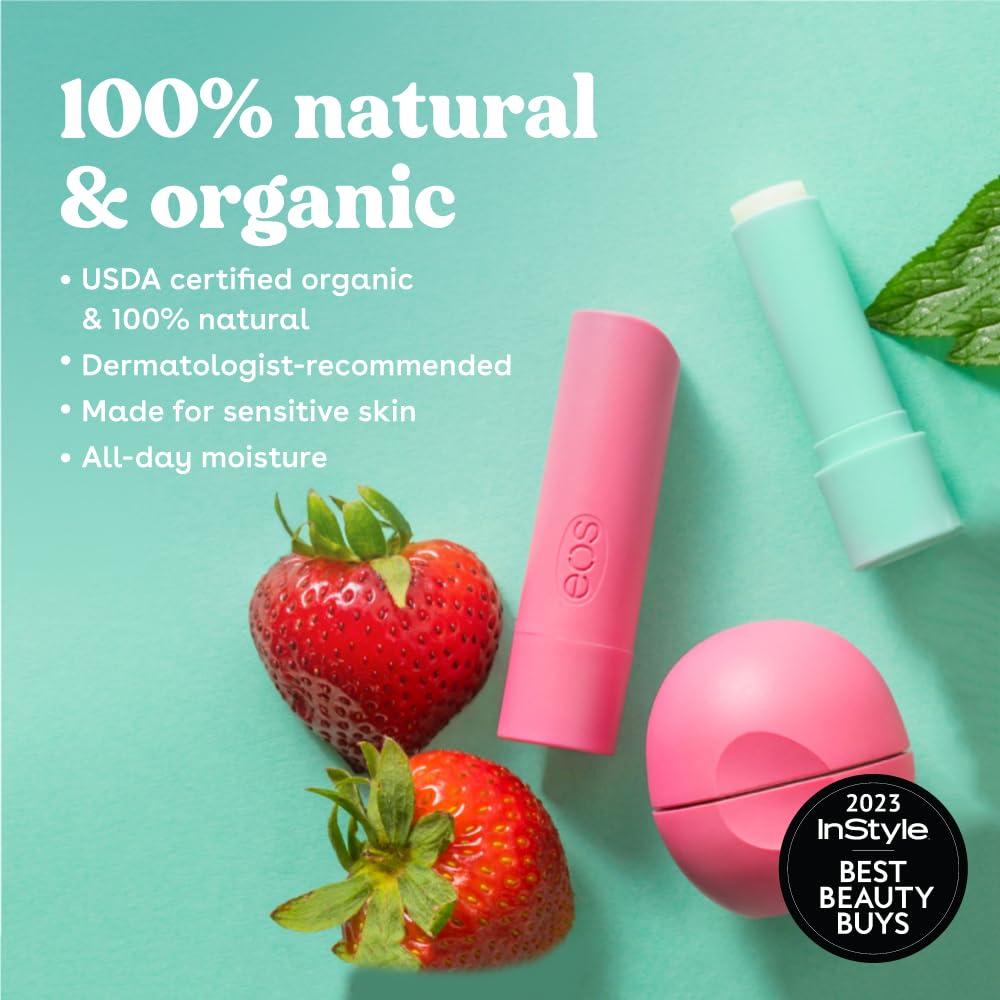 Bálsamos Labiales EOS 100% Natural Orgánico Menta Dulce y Fresa 4g