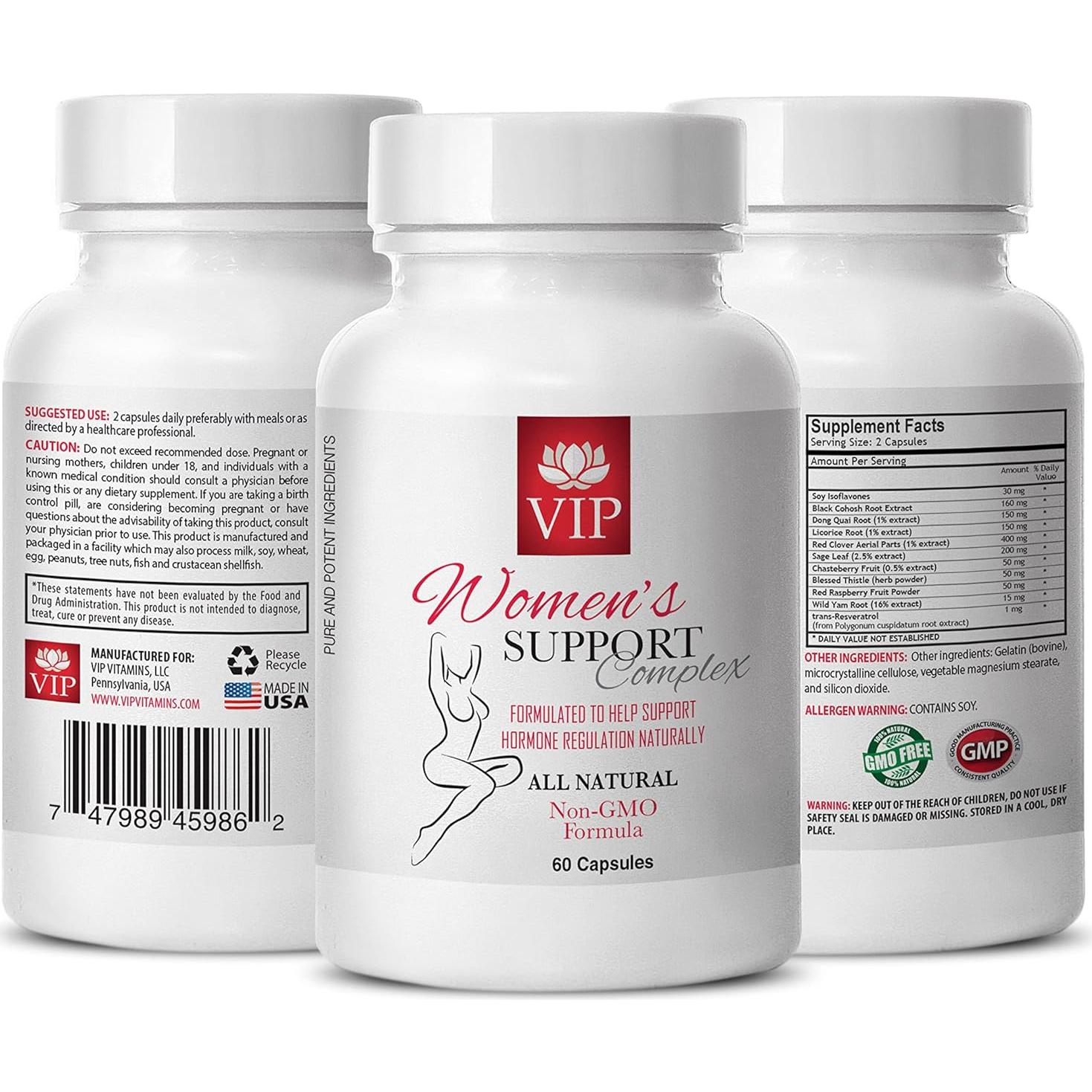 Suplemento Natural para Mujeres - Cohosh, Trébol, Salvia, Resveratrol