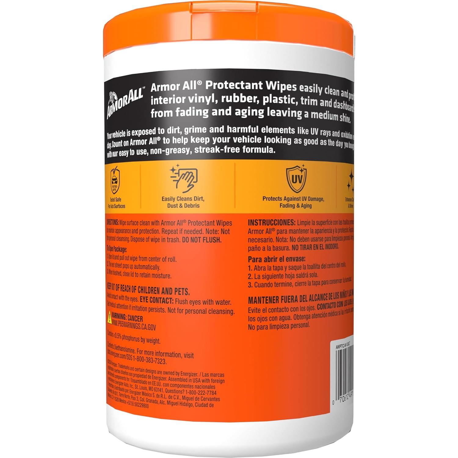 Toallitas Protectores de Interior Armor All, 90 Contenidos