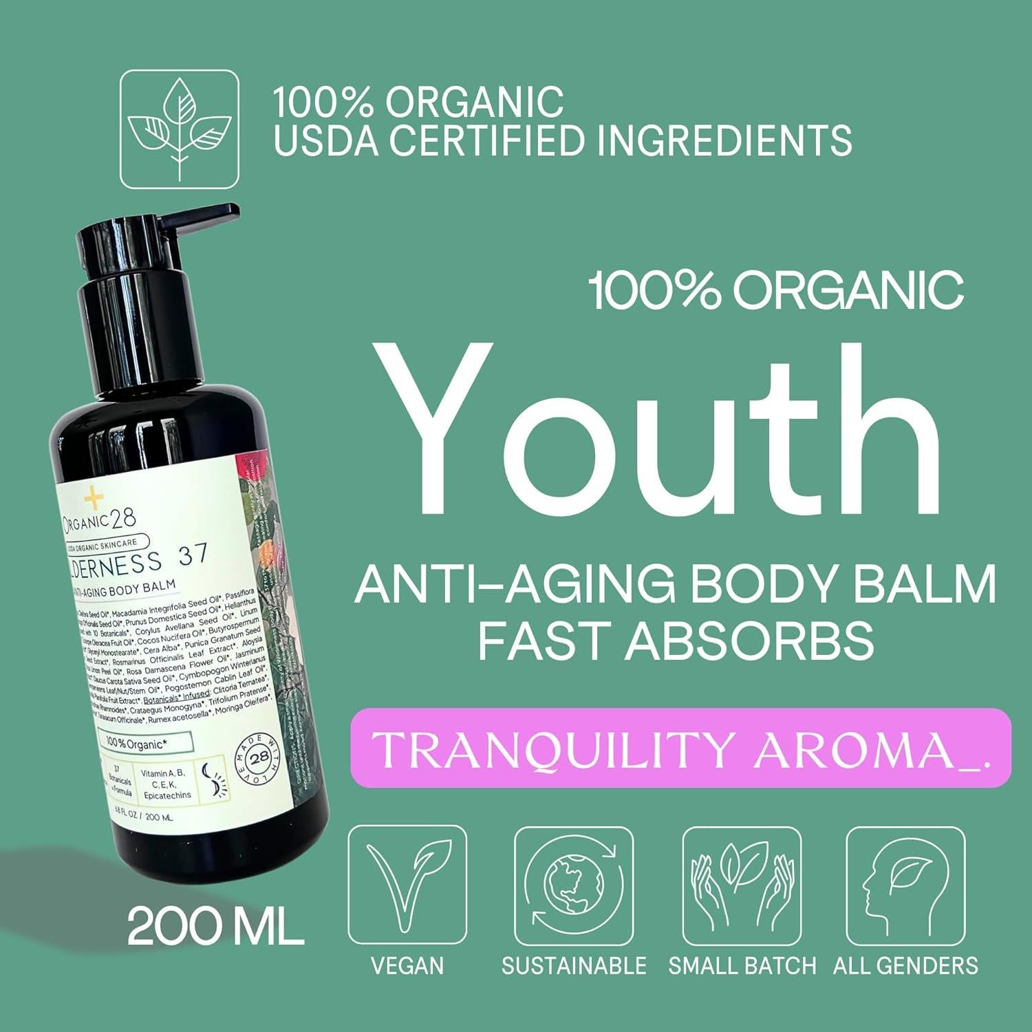 Loción Corporal Orgánica Organic28 - 200 ml Hidratante Antienvejecimiento