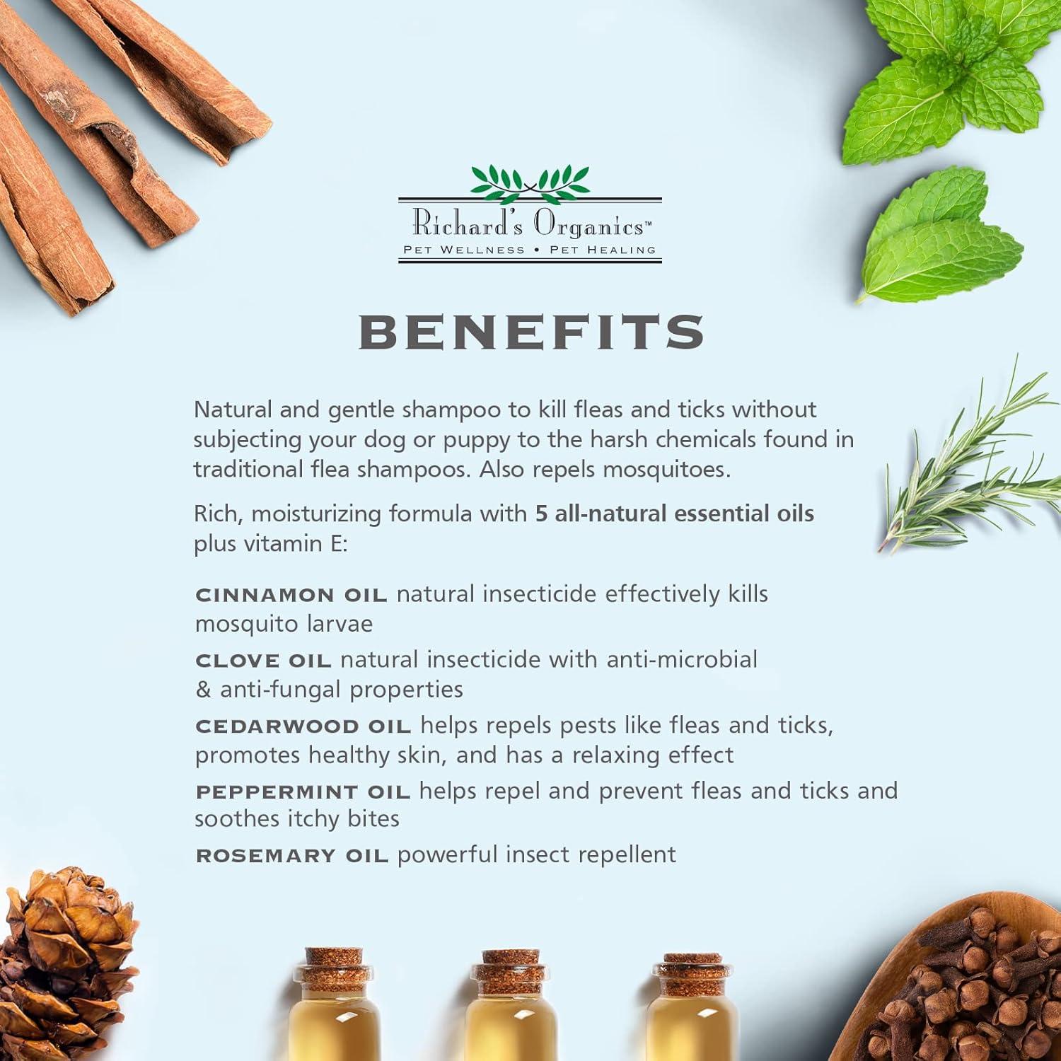 Champú para Perros Richard's Organics 340g - Antipulgas y Garrapatas