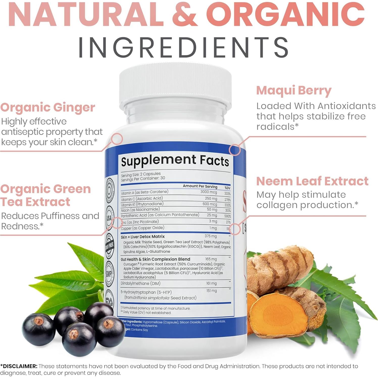 Suplemento Natural SkinVite Zen Nutrients para Piel Clara 81g