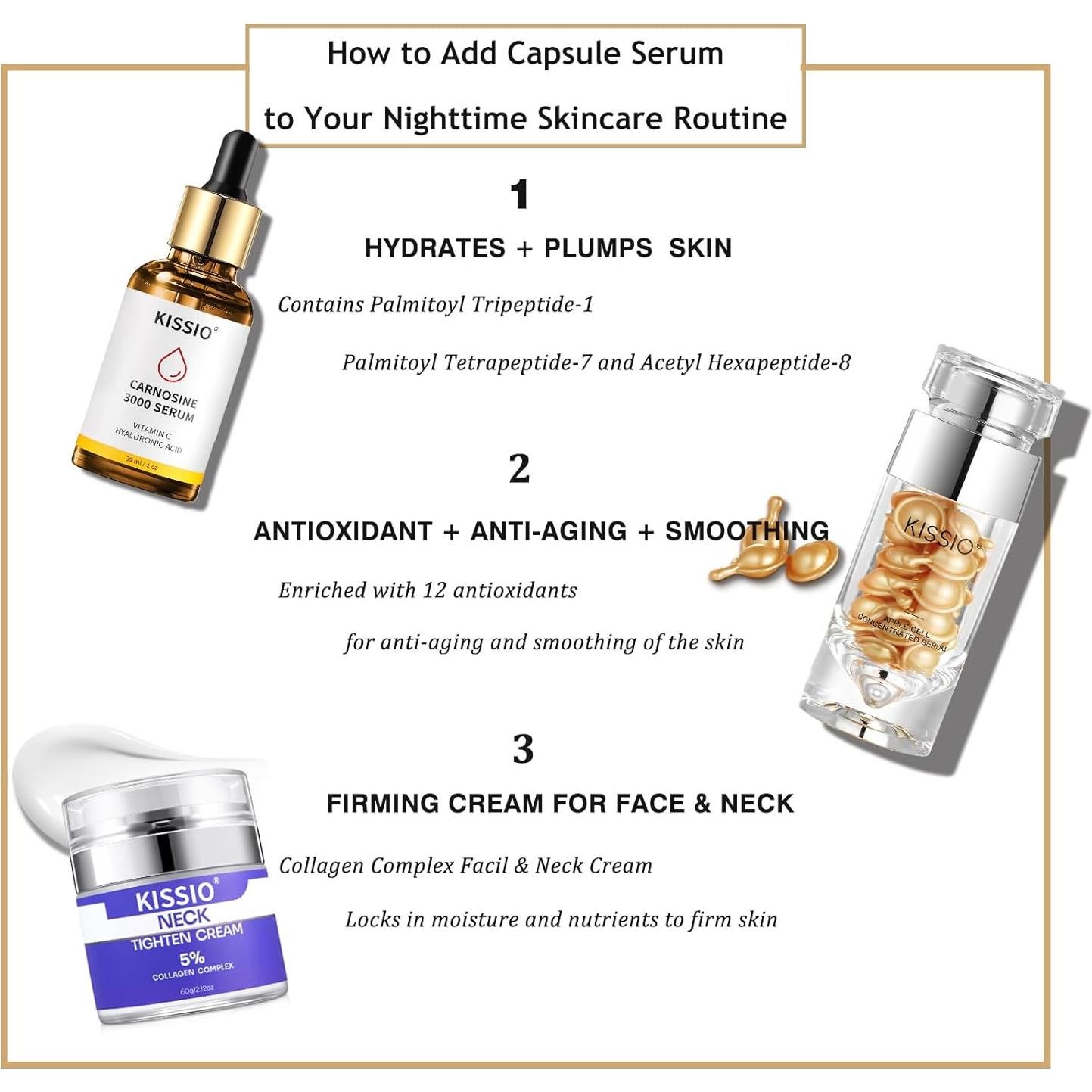 Suero Facial KISSIO de Células de Manzana 30 Cápsulas Antienvejecimiento