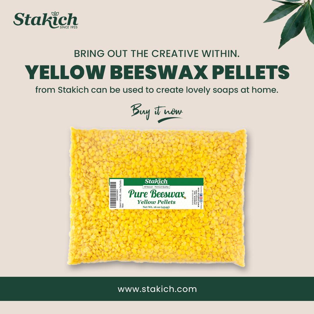 Pellets de Cera de Abeja Stakich 0.45 kg - Grado Cosmético Natural