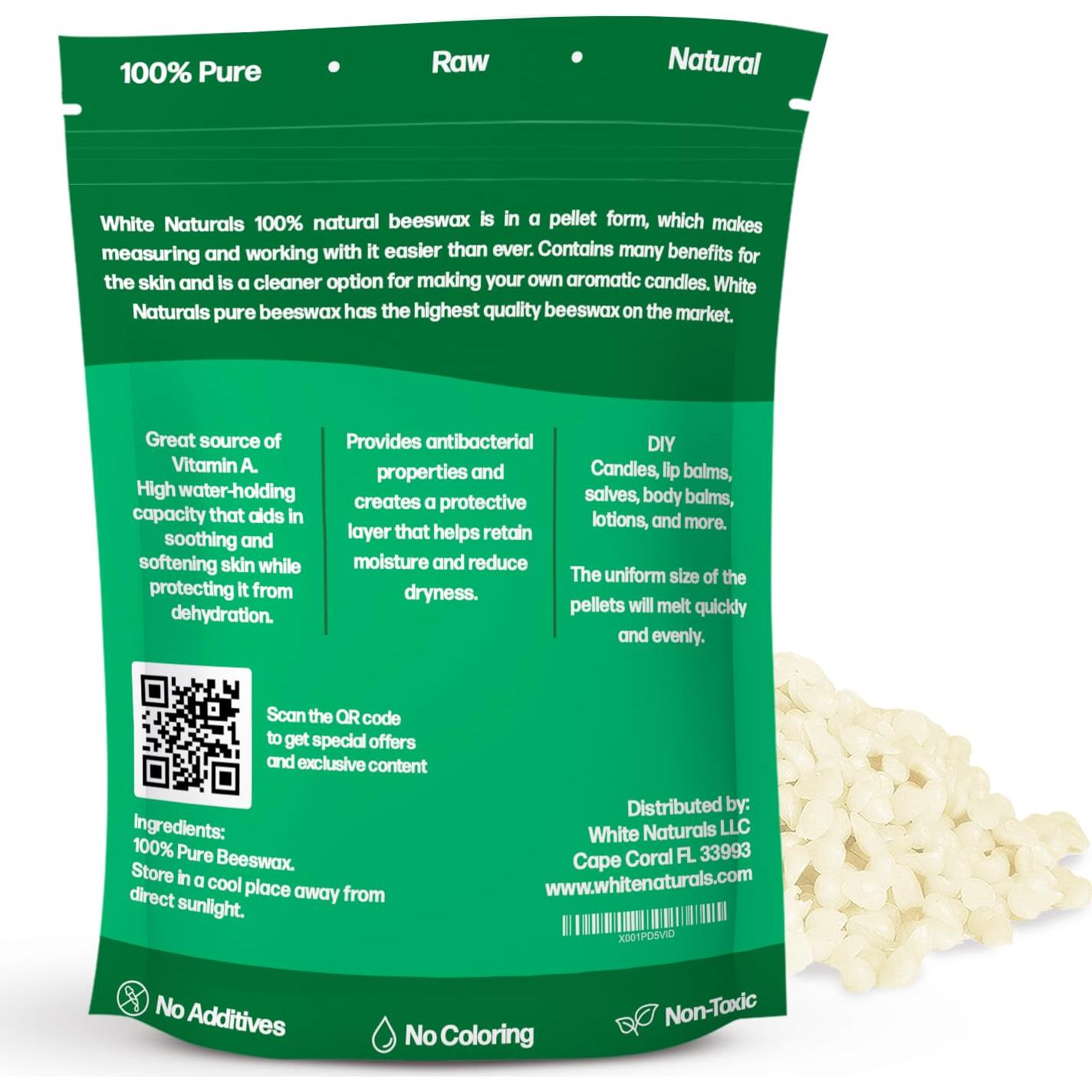 Pellets de Cera de Abeja Blanca 227 g White Naturals - Grado Cosmético