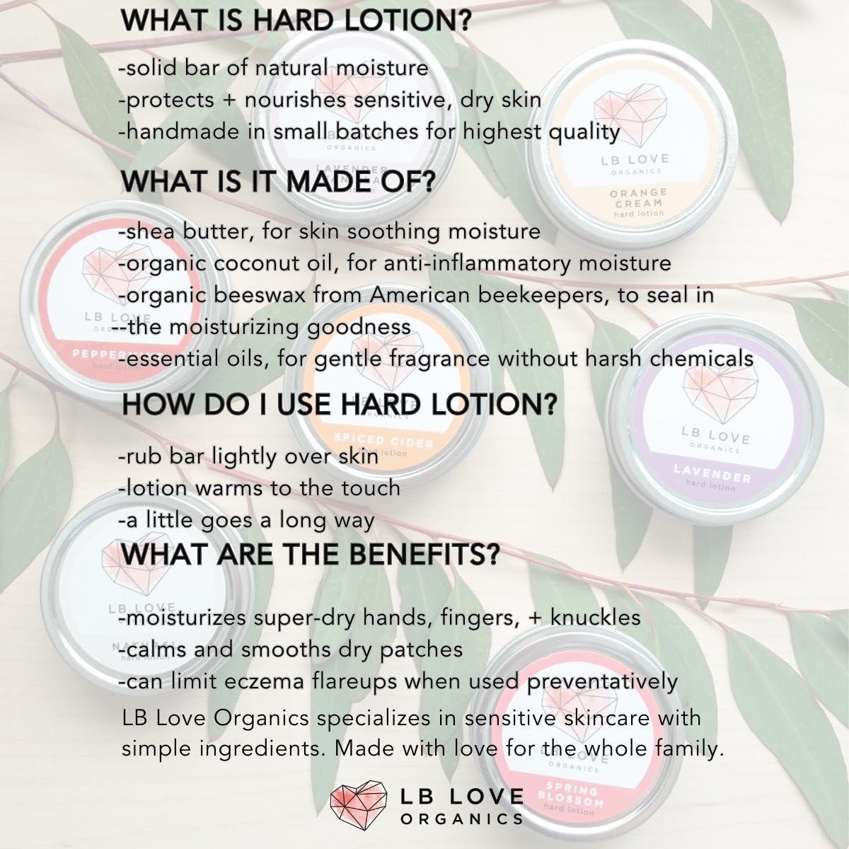 Barra de Loción Dura LB Love Organics - Hidratante Natural 34g