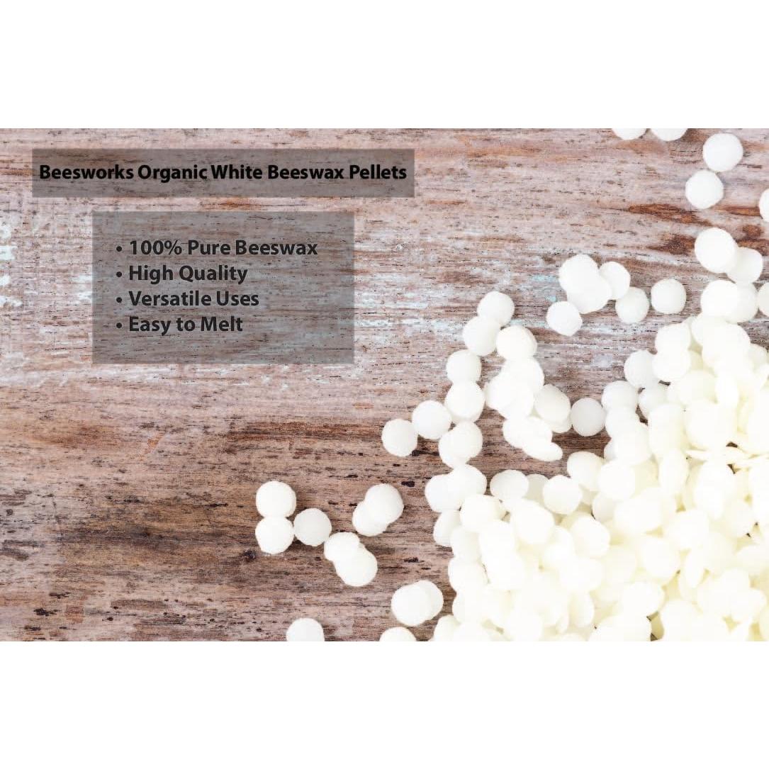 Pellets de Cera de Abeja Blanca Orgánica Beesworks 396g - Grado Cosmético