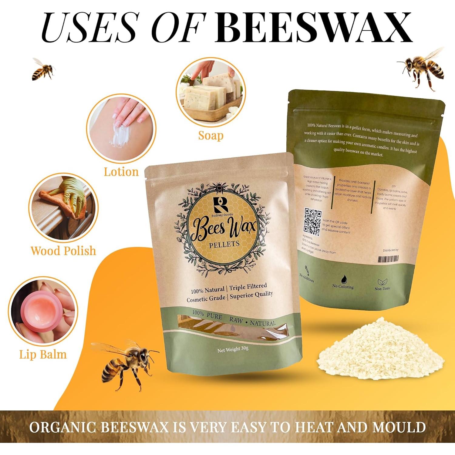 Pelletes de Cera de Abeja Natural Rodney Goods 30g - Grado Cosmético