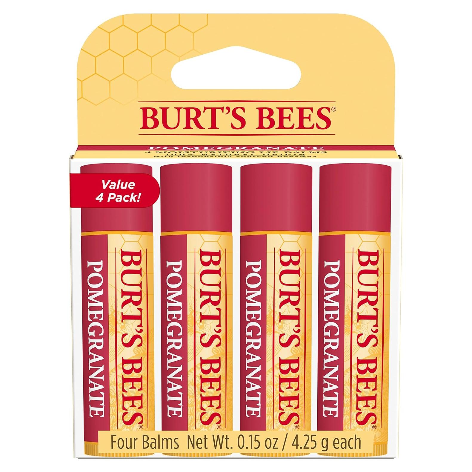 Bálsamo Labial Burt's Bees Granada 4.25g x 4, 100% Natural