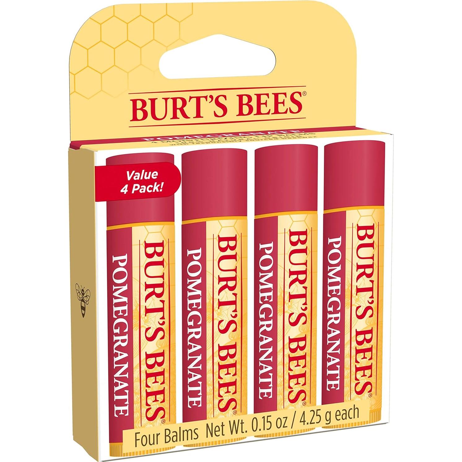 Bálsamo Labial Burt's Bees Granada 4.25g x 4, 100% Natural