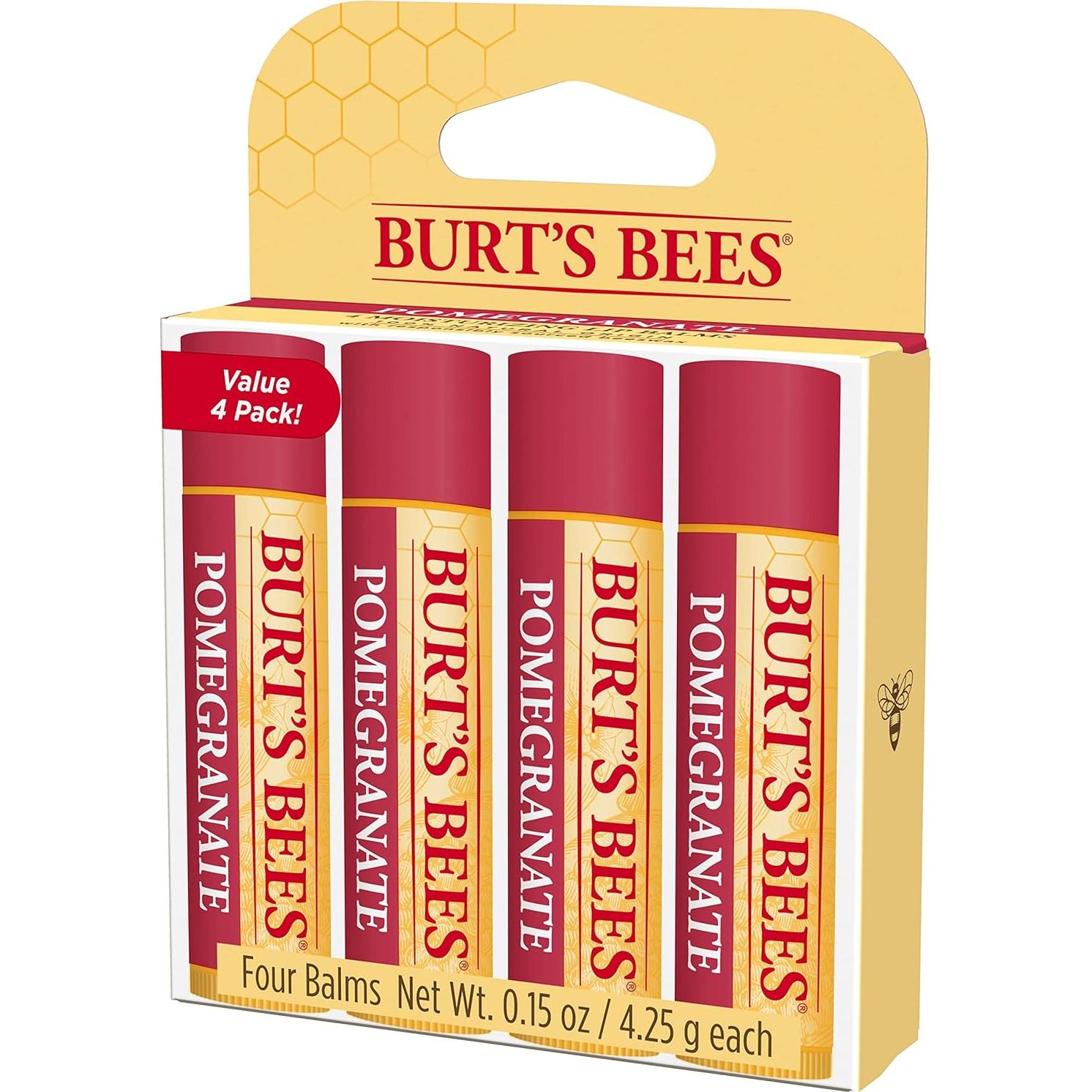 Bálsamo Labial Burt's Bees Granada 4.25g x 4, 100% Natural