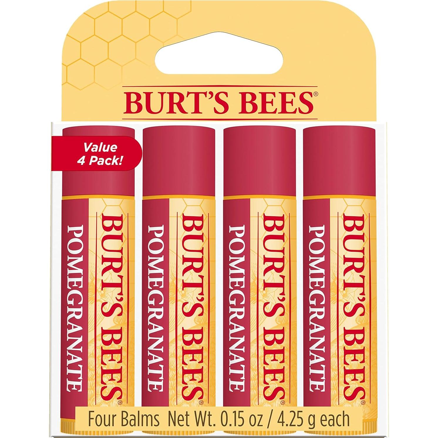 Bálsamo Labial Burt's Bees Granada 4.25g x 4, 100% Natural