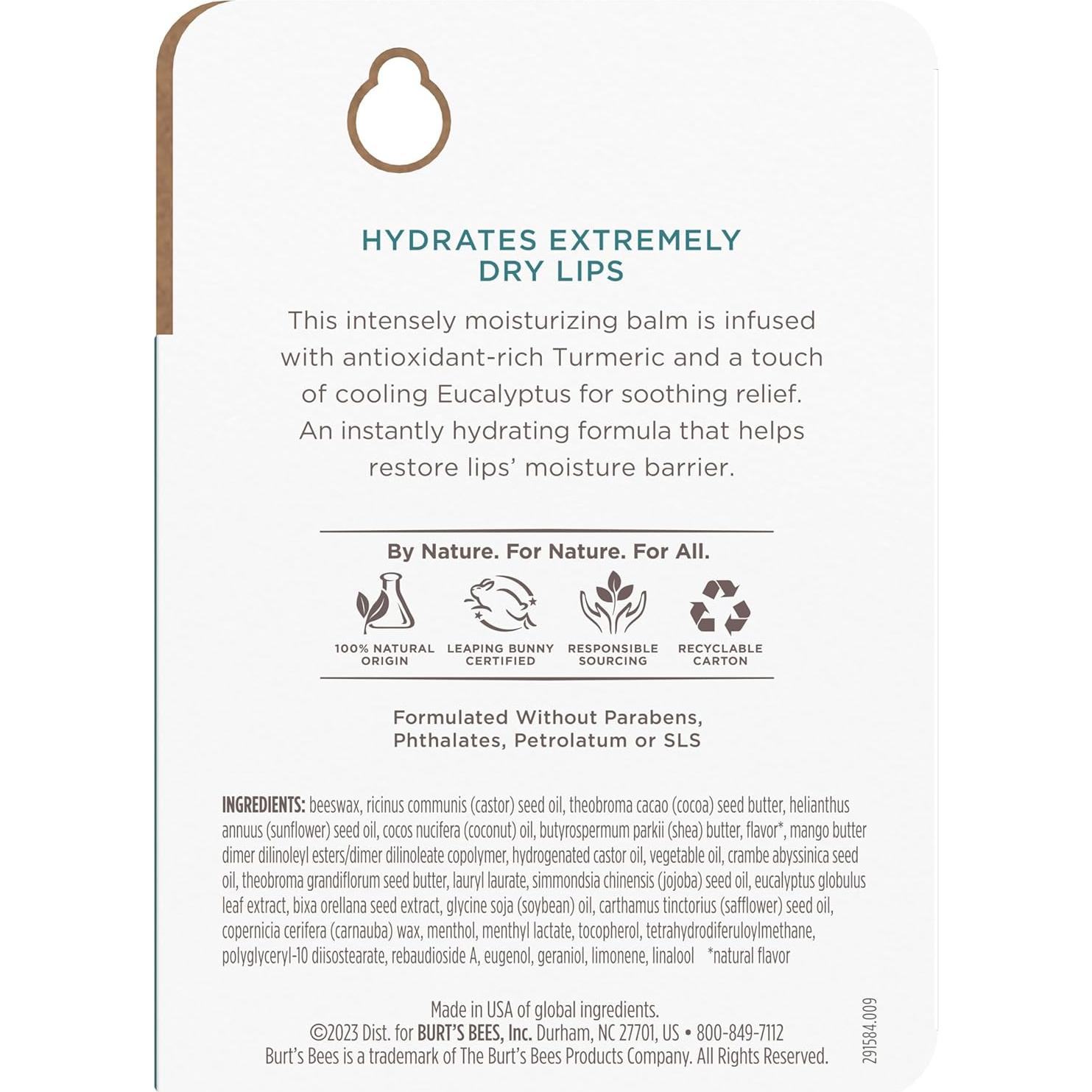 Bálsamo Labial Burt's Bees Rescate Eucalipto 2 Tubos 4.25 g