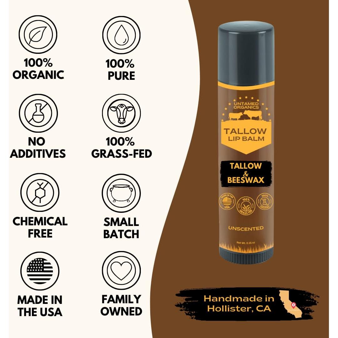 Bálsamo Labial Untamed Organics 100% Sebo y Cera de Abejas