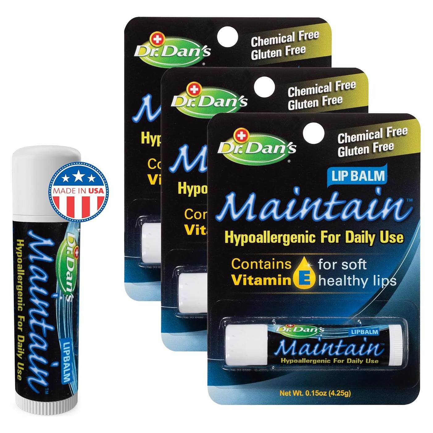 Bálsamo Labial Dr. Dan's Maintain - Hidratación Suave x3