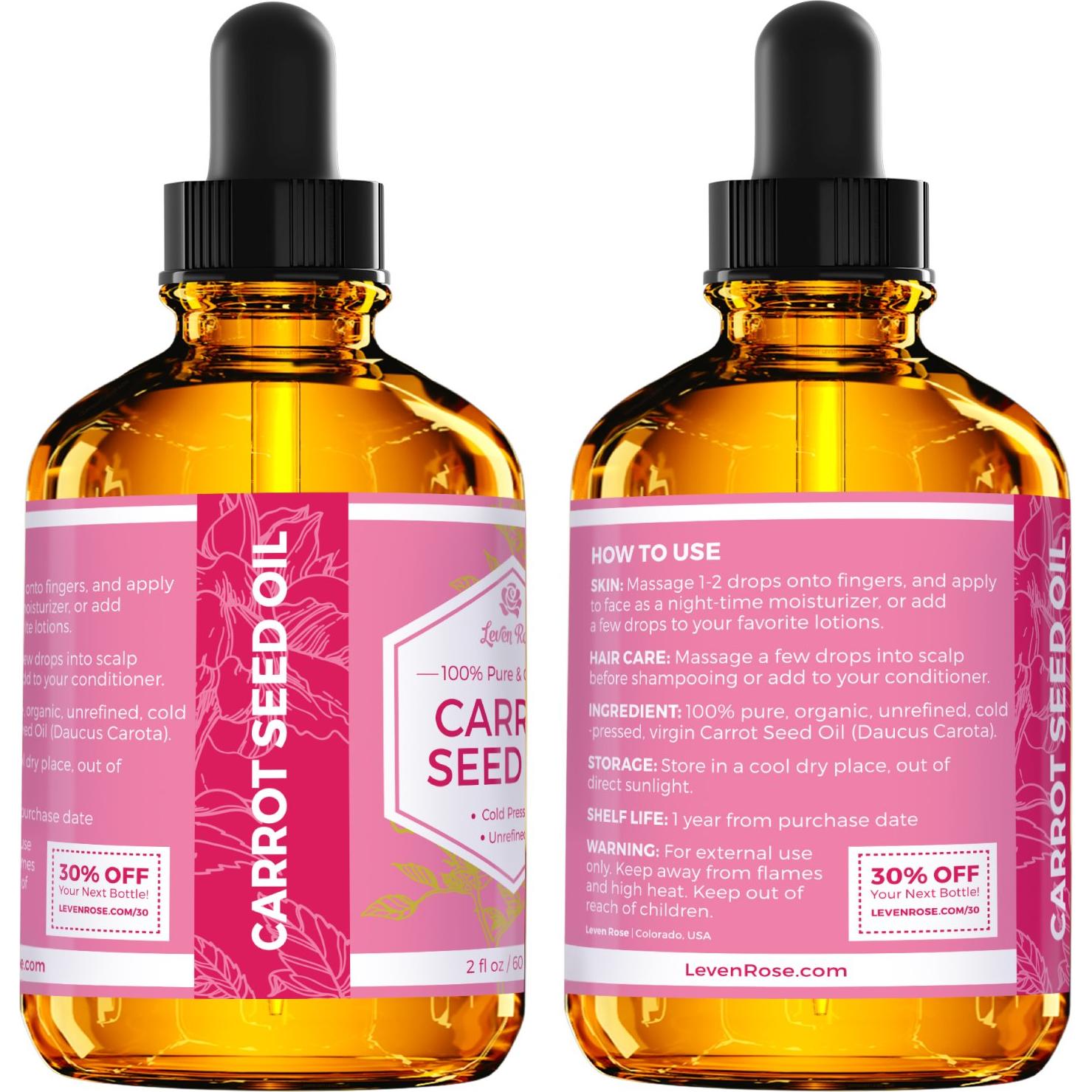 Aceite de Semilla de Zanahoria Leven Rose 59 ml Puro Hidratante